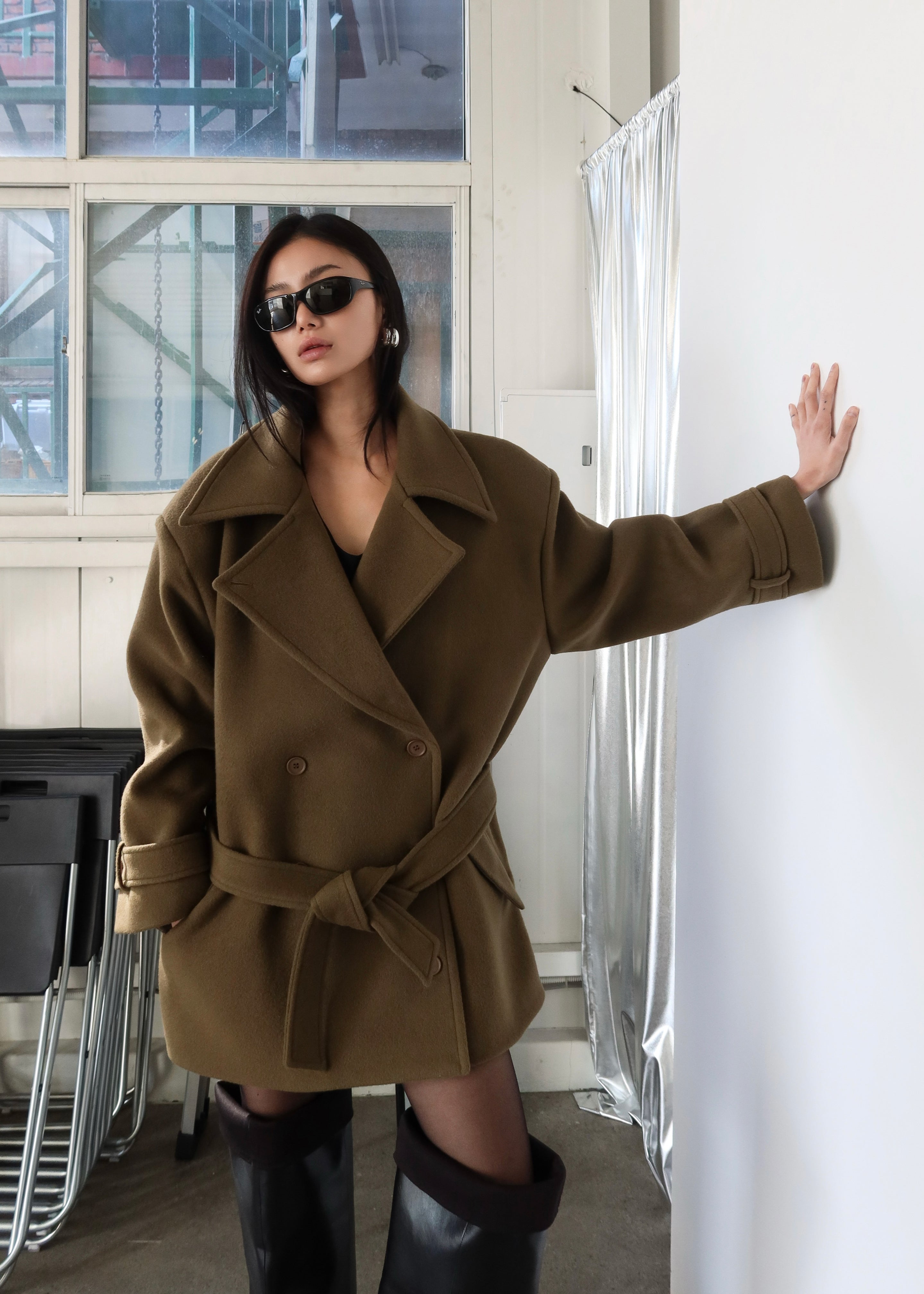 Kalmar Wool Peacoat - Pale Olive – The Frankie Shop