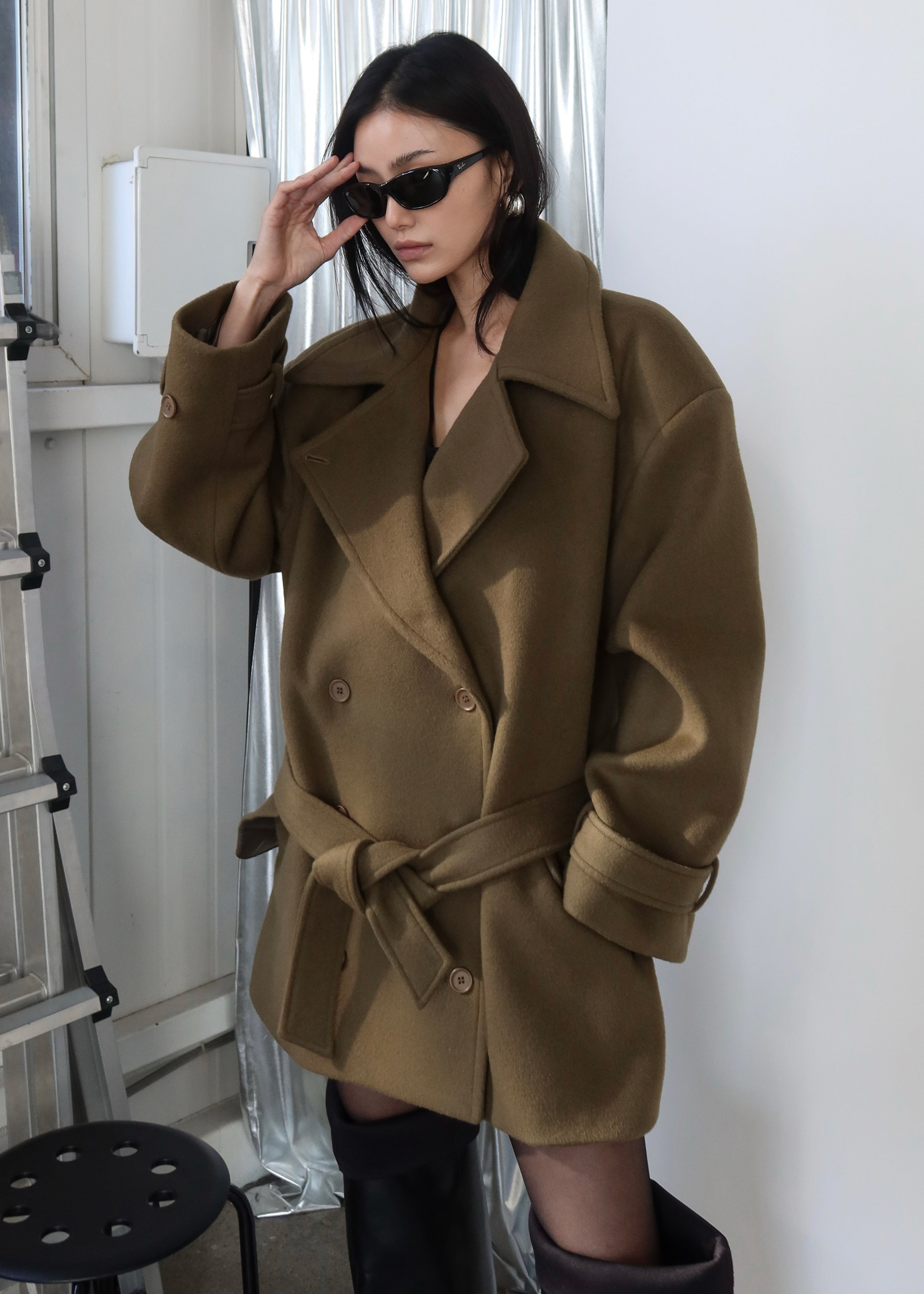 Kalmar Wool Peacoat - Pale Olive – The Frankie Shop