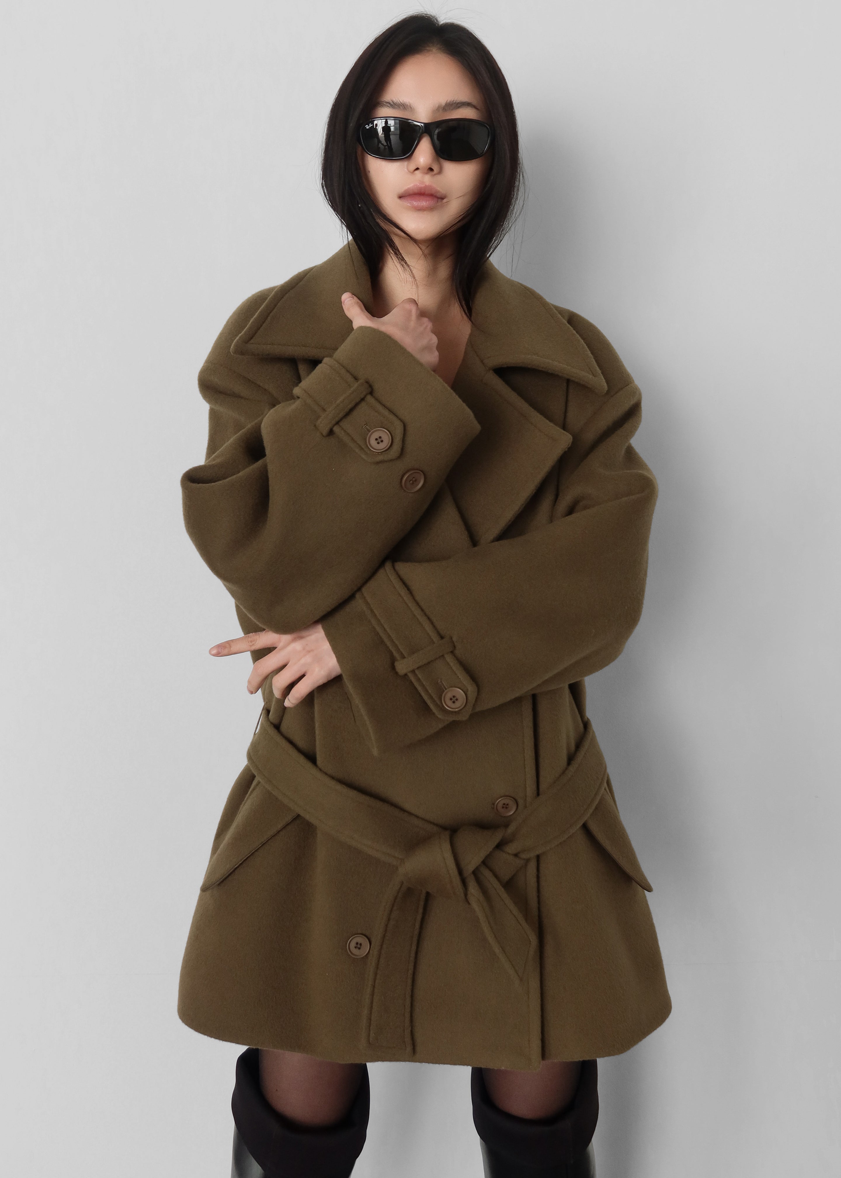 Kalmar Wool Peacoat - Pale Olive – The Frankie Shop