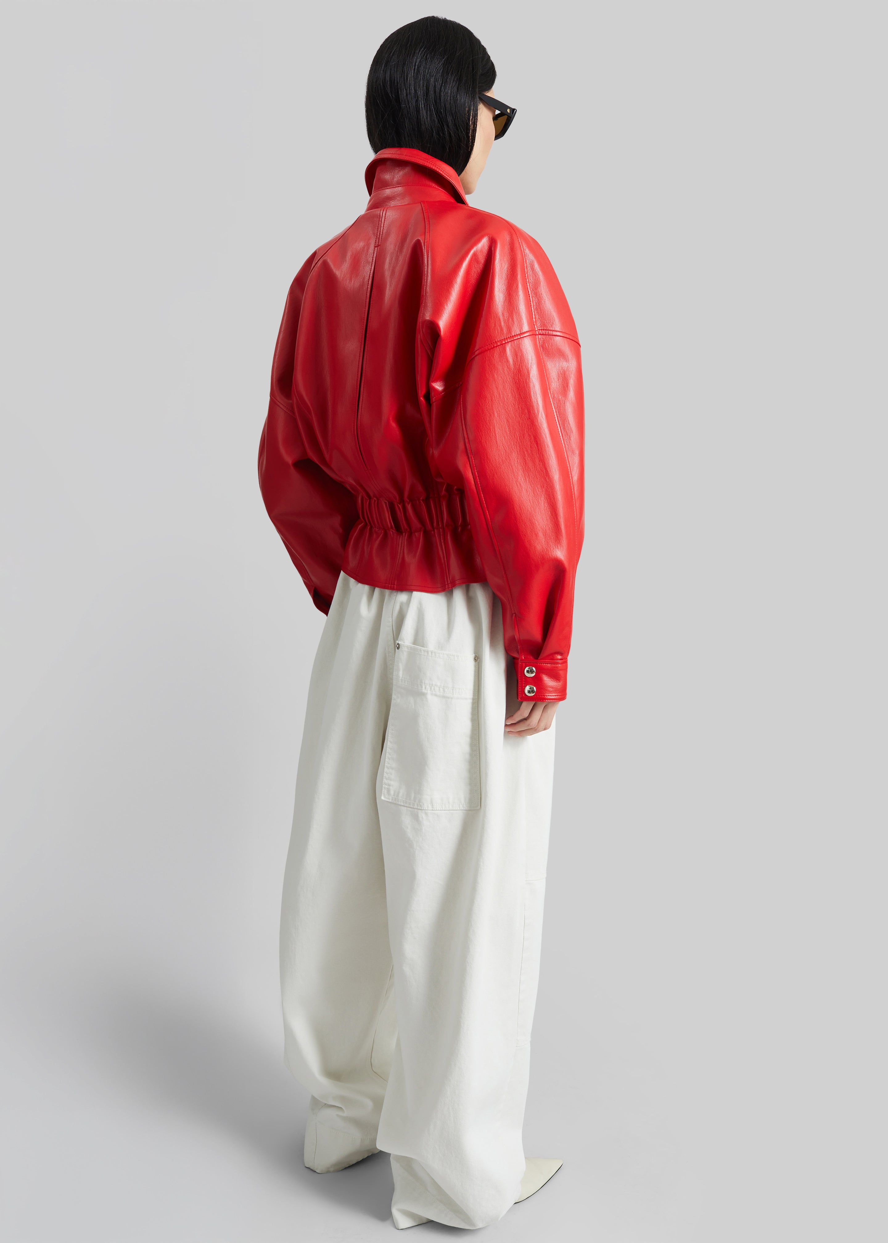 Kalsta Faux Leather Peplum Jacket - Red - 8