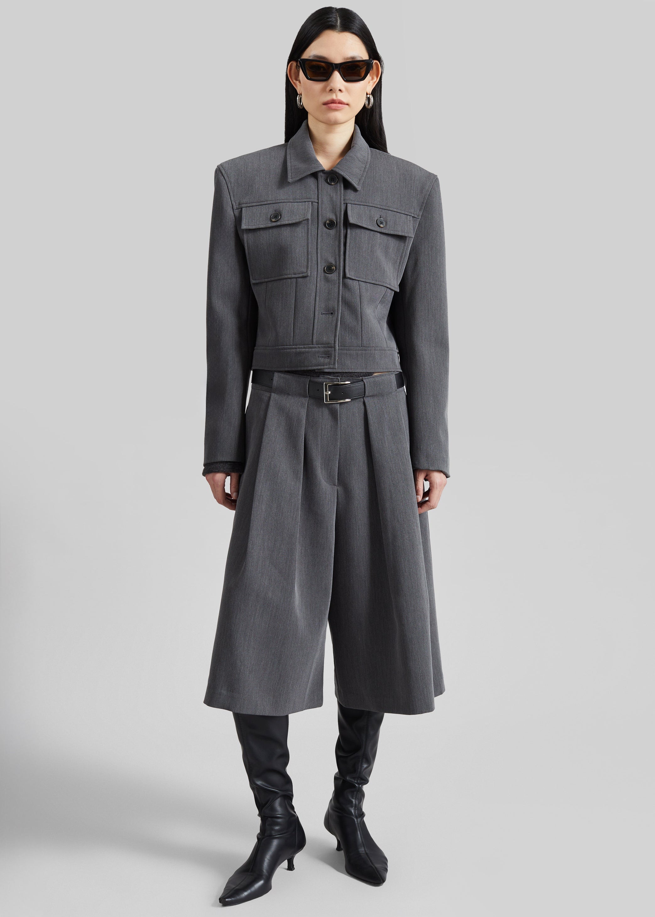 Shop the look image for Kalvo Boxy Jacket - Dark Grey