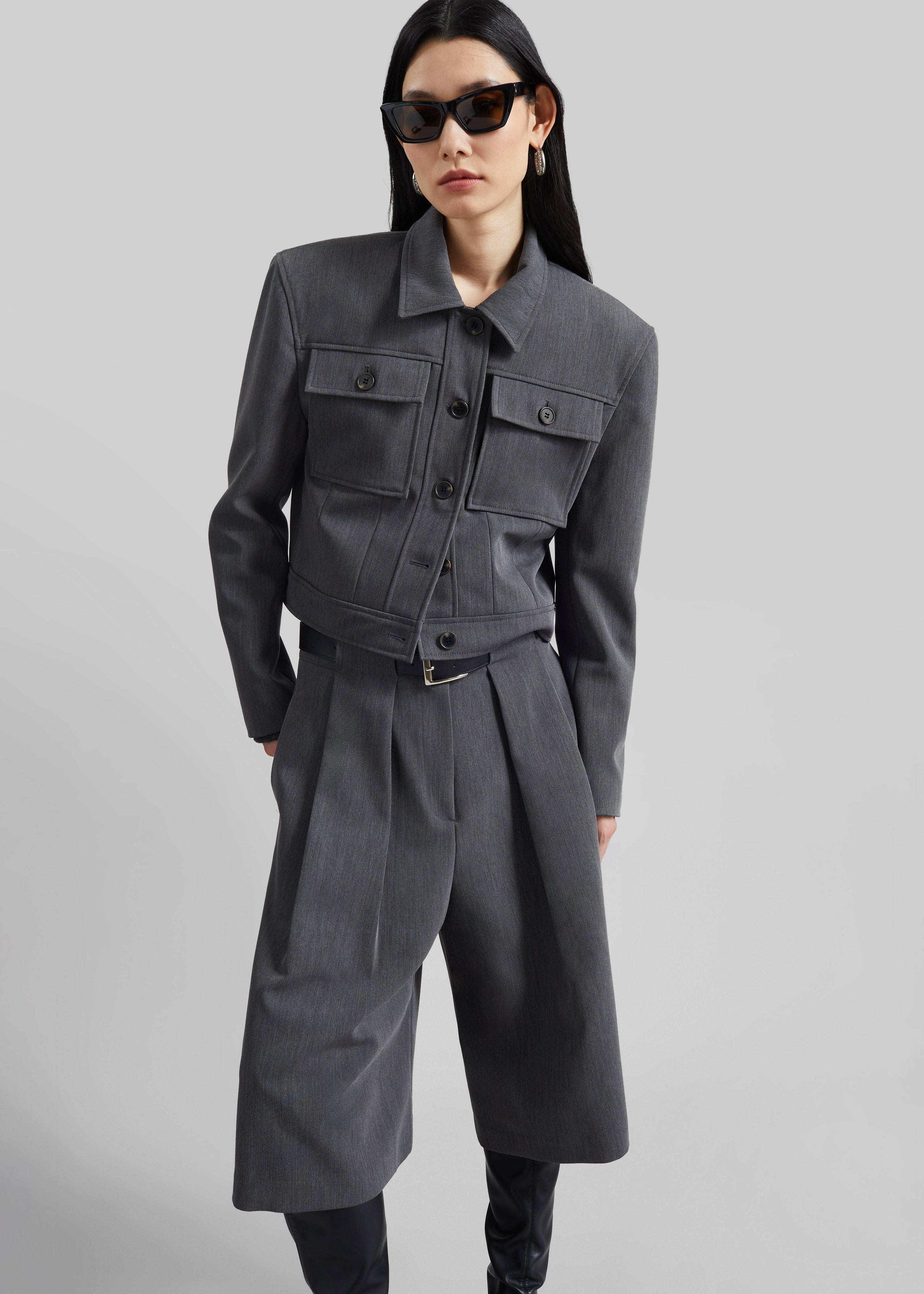 Kalvo Boxy Jacket - Dark Grey - 1