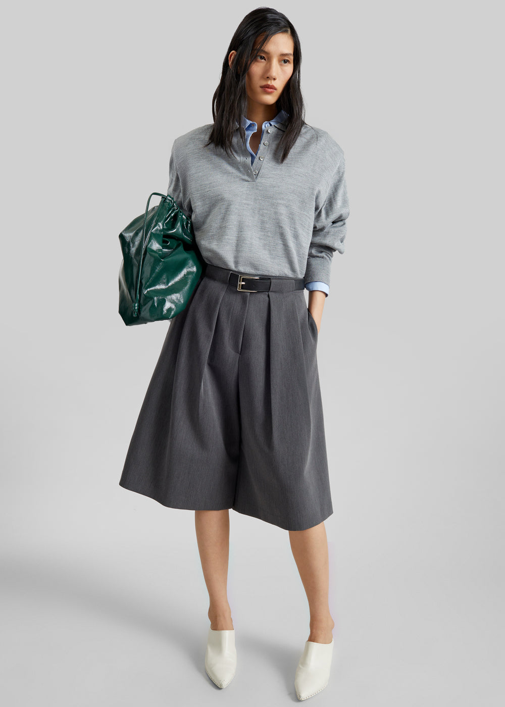 Kalvo Belted Bermuda Shorts - Dark Grey