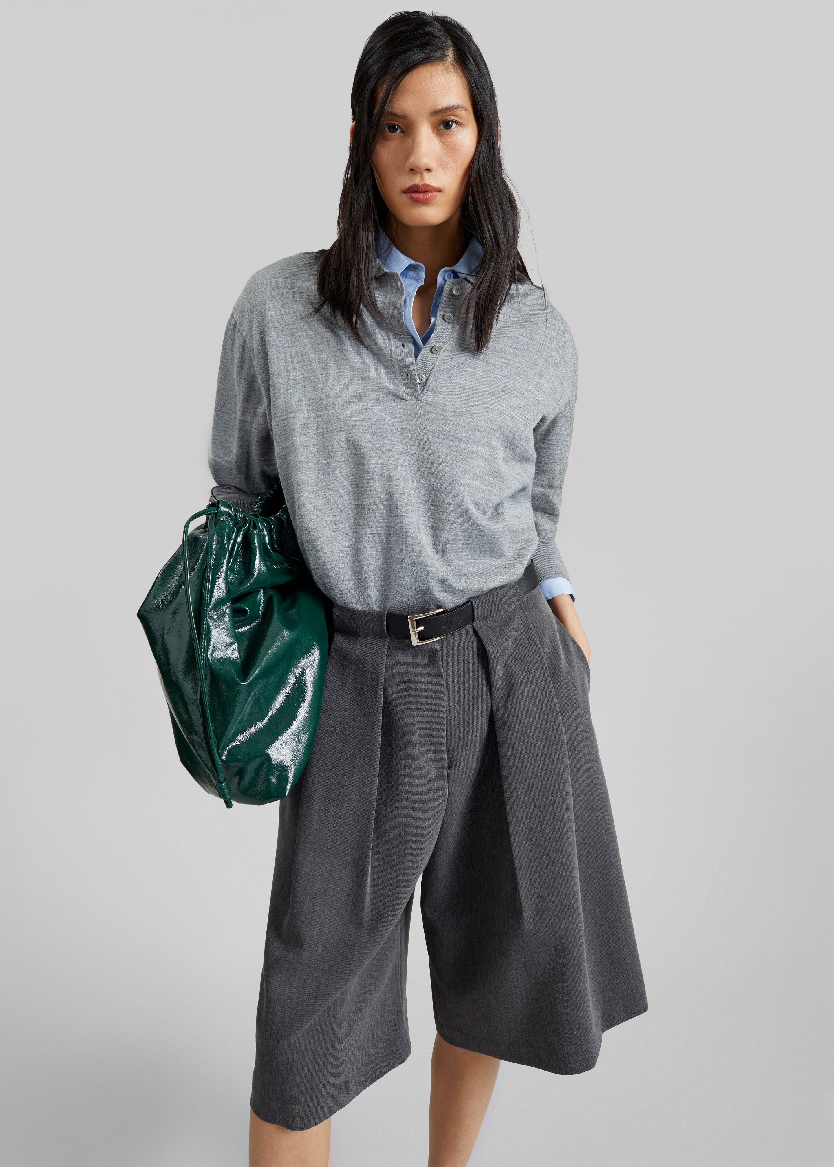 Kalvo Belted Bermuda Shorts - Dark Grey - 3