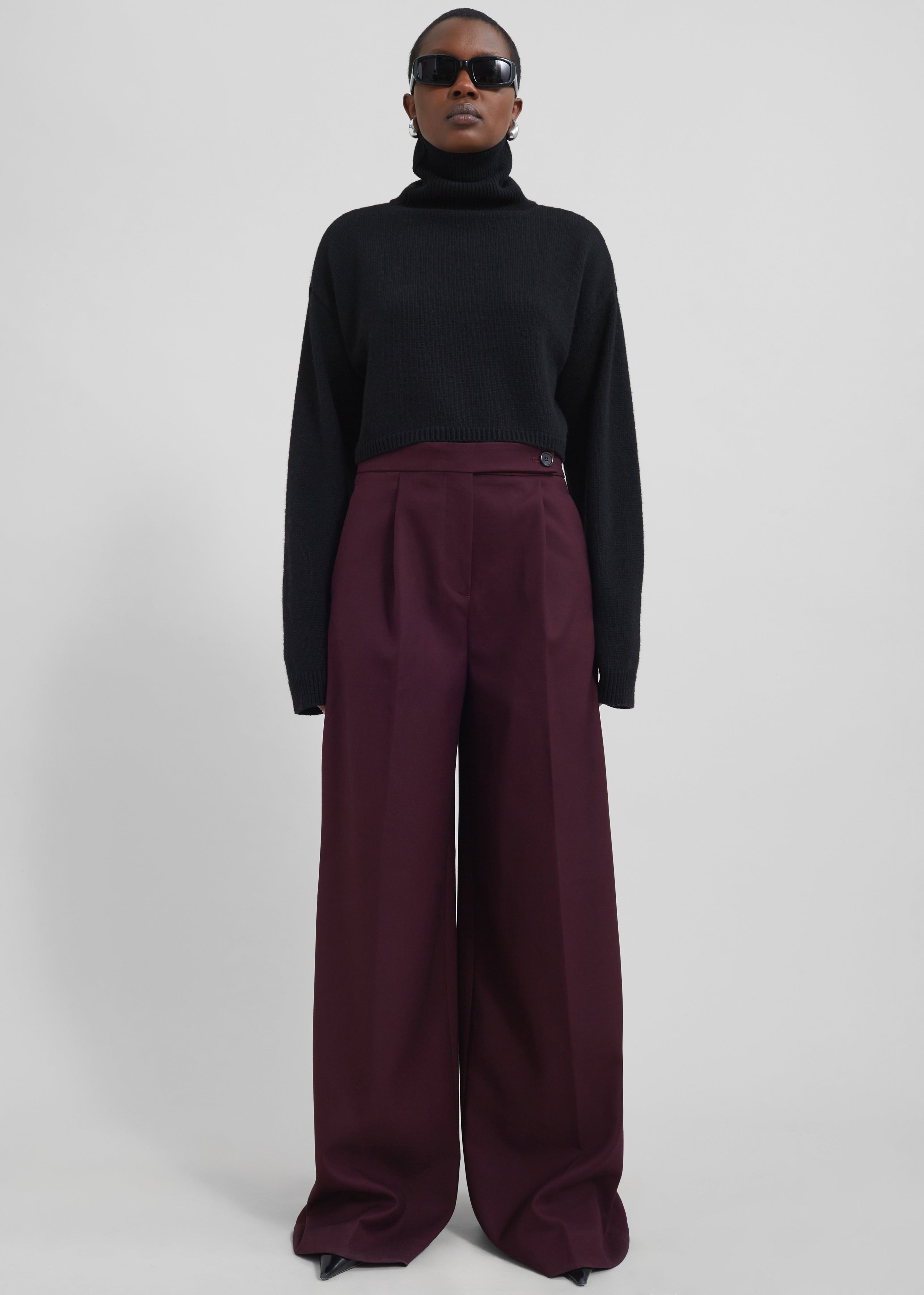 Maroon wide leg on sale pants