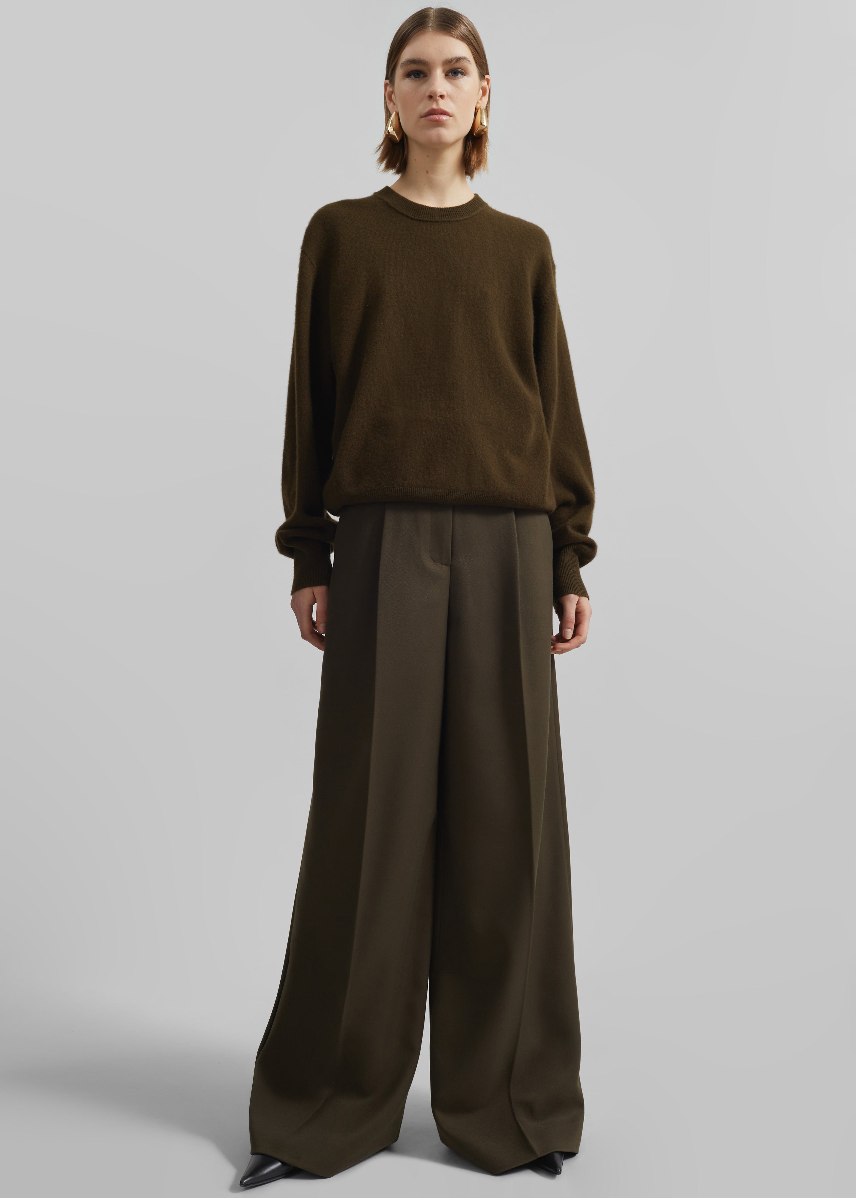 Kamila Wide Leg Trousers - Khaki - 5