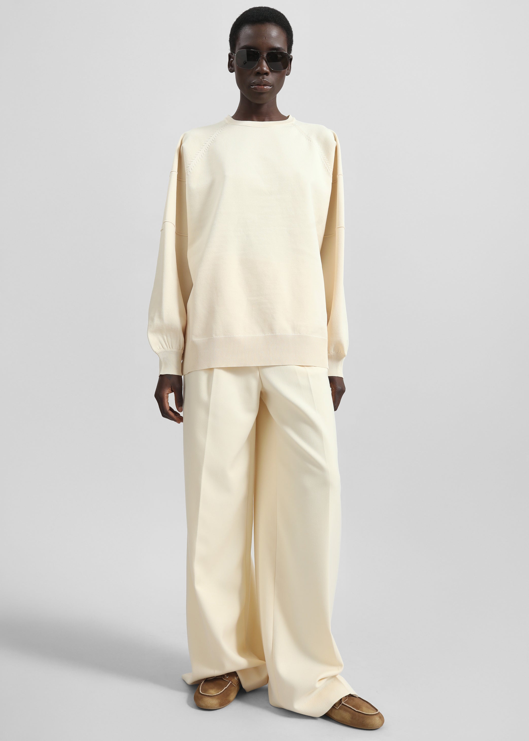 Shop the look image for Kamila Wide Leg Trousers - Light Peach