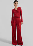 Kamila Wide Leg Trousers - Red