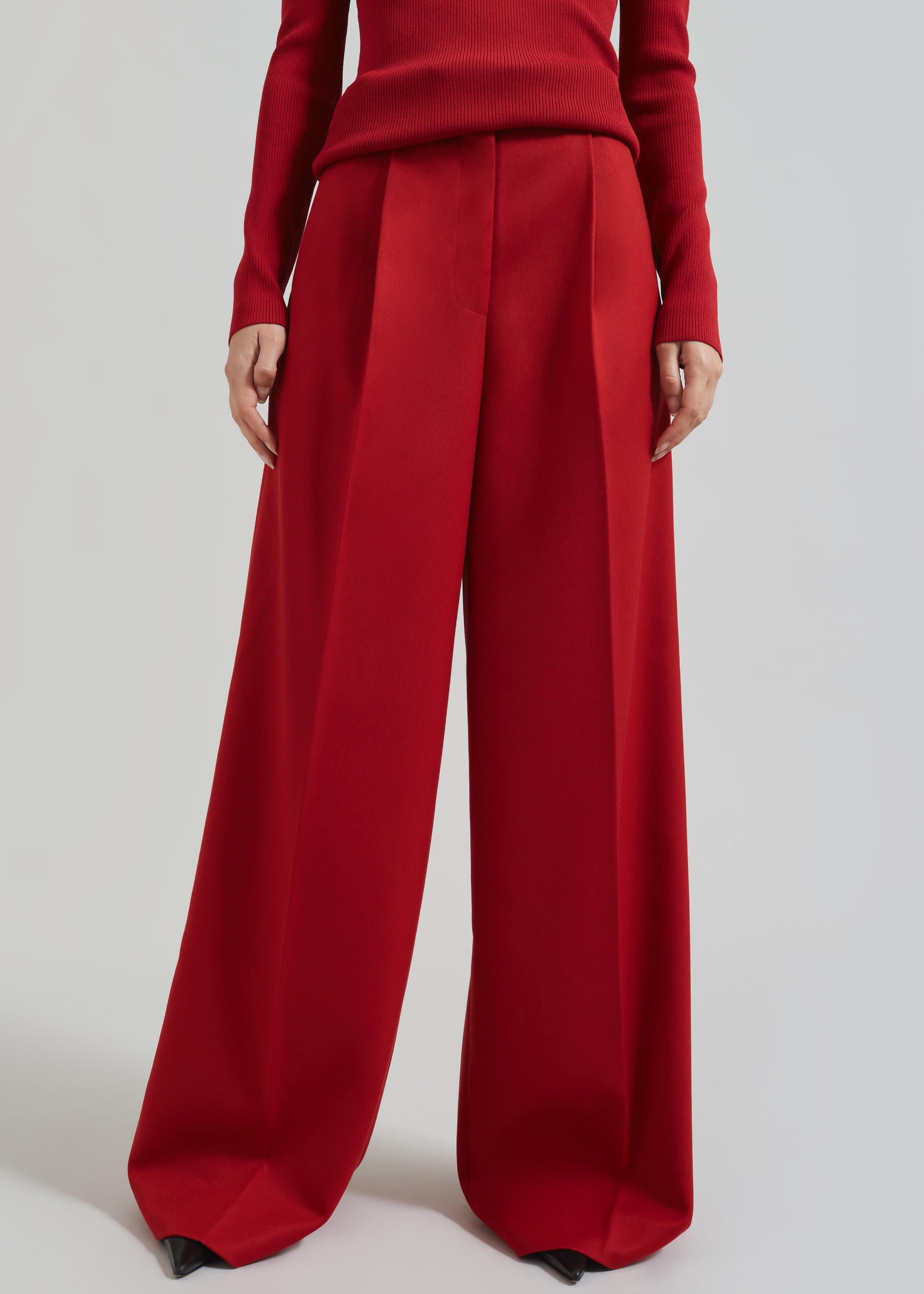 Kamila Wide Leg Trousers - Red - 2