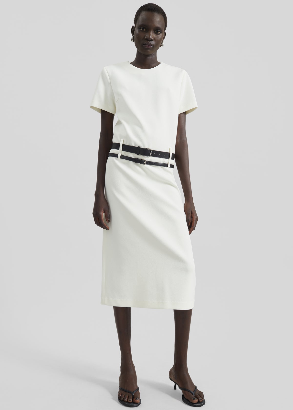 Kaniva Double Belt Loop Midi Dress - Ivory - 1