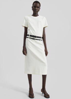 Kaniva Double Belt Loop Midi Dress - Ivory