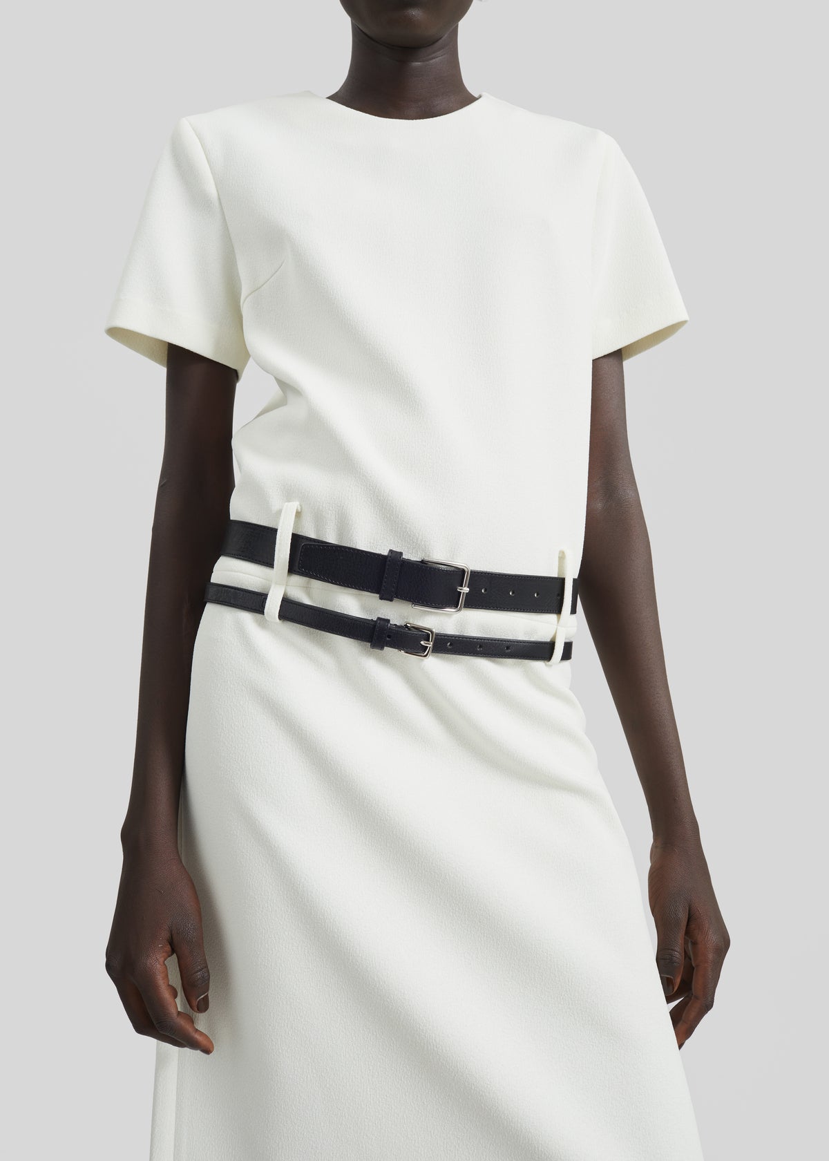 Kaniva Double Belt Loop Midi Dress - Ivory - 3