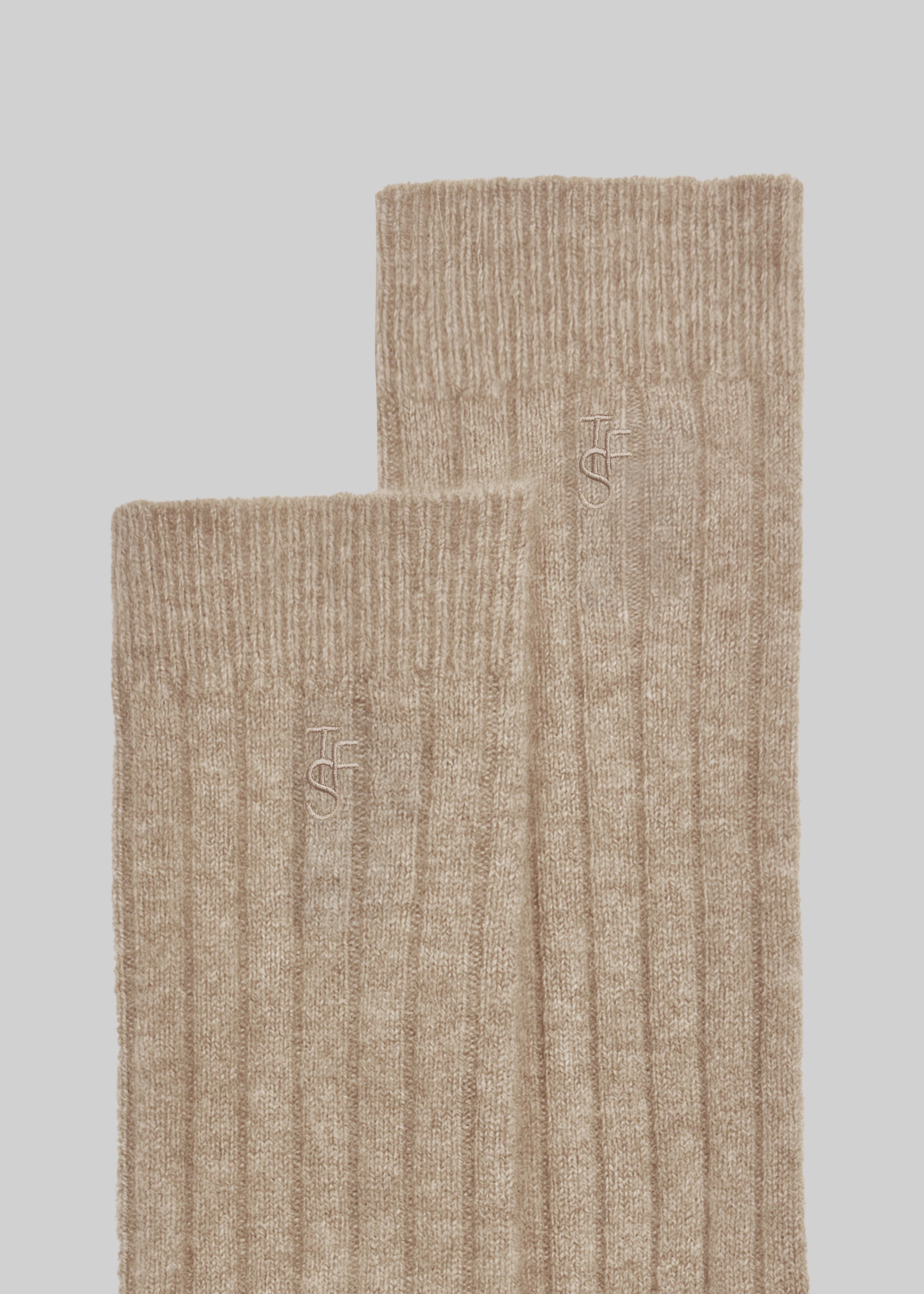 Kano Cashmere Ribbed Socks - Taupe - 5