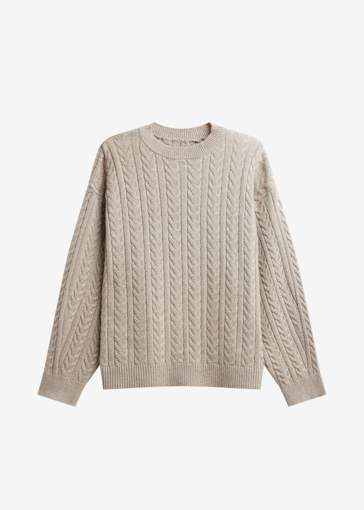 Karmoy Cable Knit Padded Sweater - Beige - 8