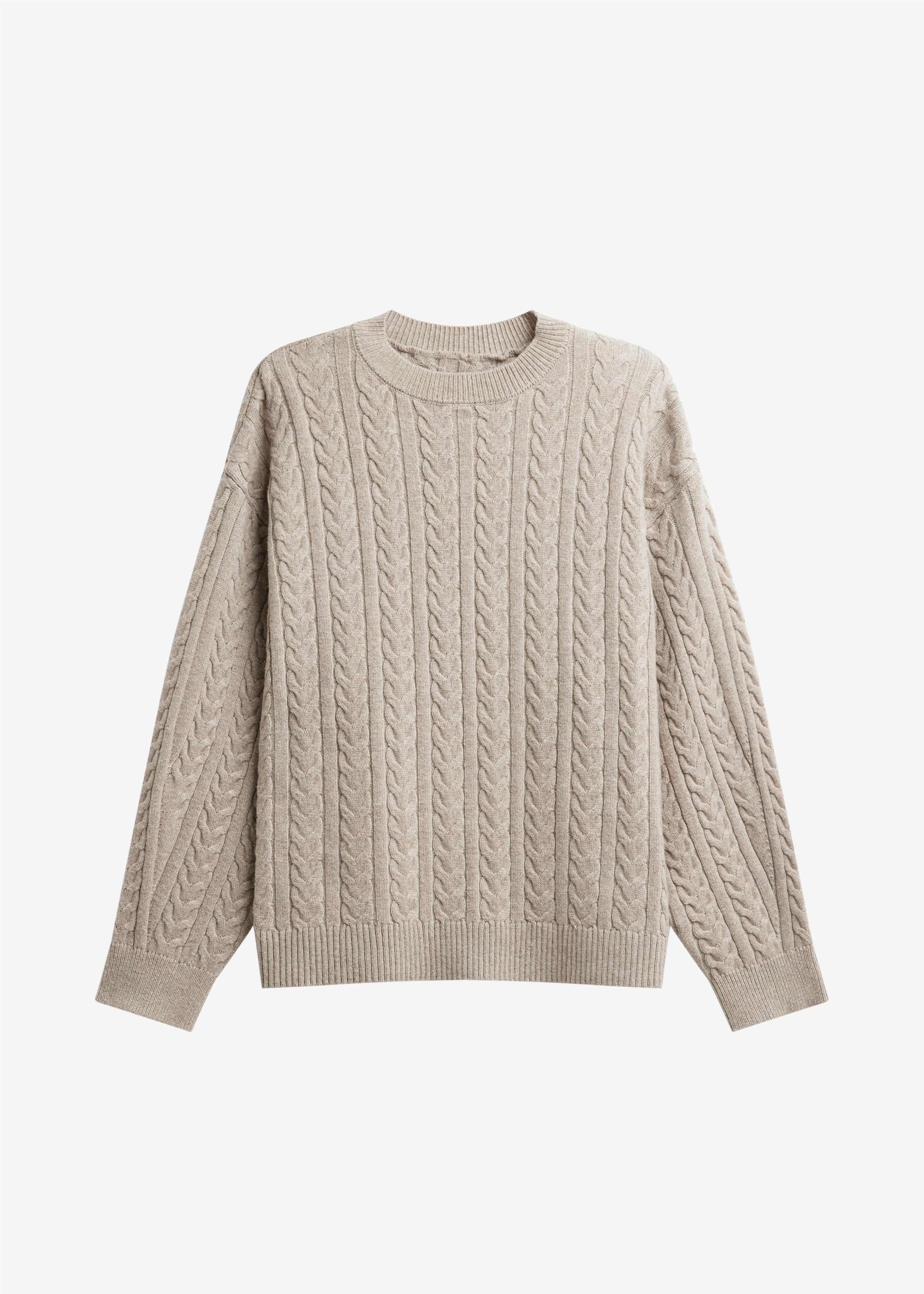 Karmoy Cable Knit Padded Sweater - Beige - 8