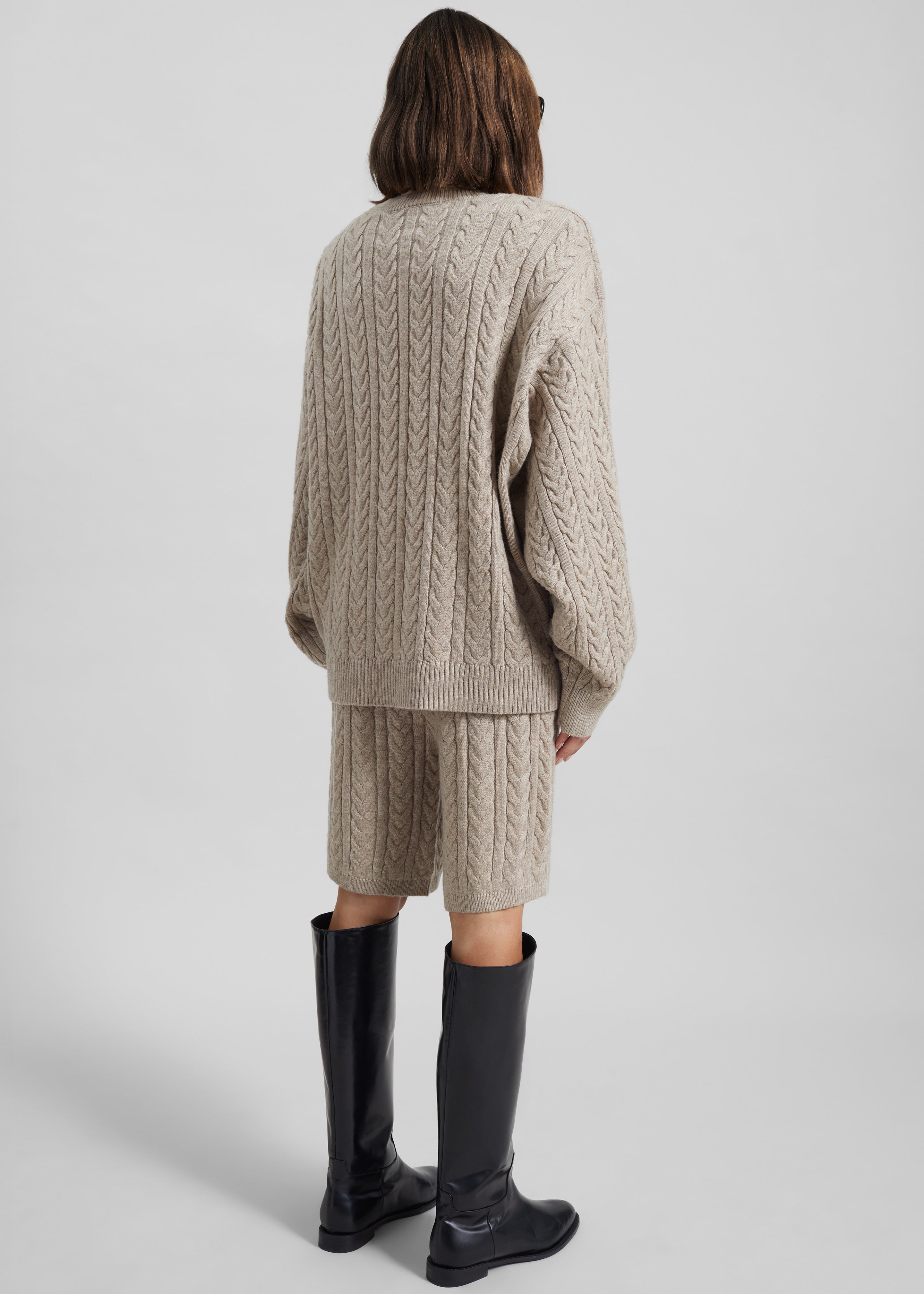 Karmoy Cable Knit Padded Sweater - Beige – The Frankie Shop
