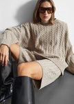 Karmoy Cable Knit Padded Sweater - Beige