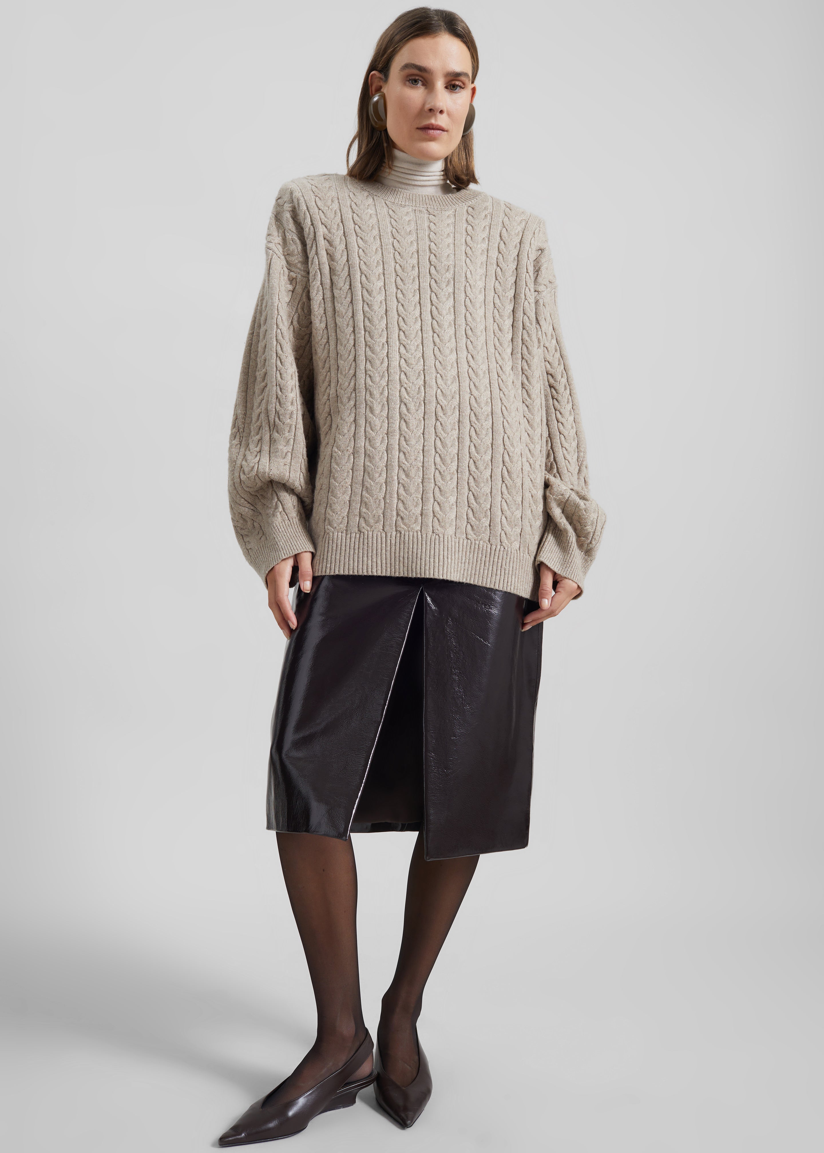 Karmoy Cable Knit Padded Sweater - Beige – The Frankie Shop