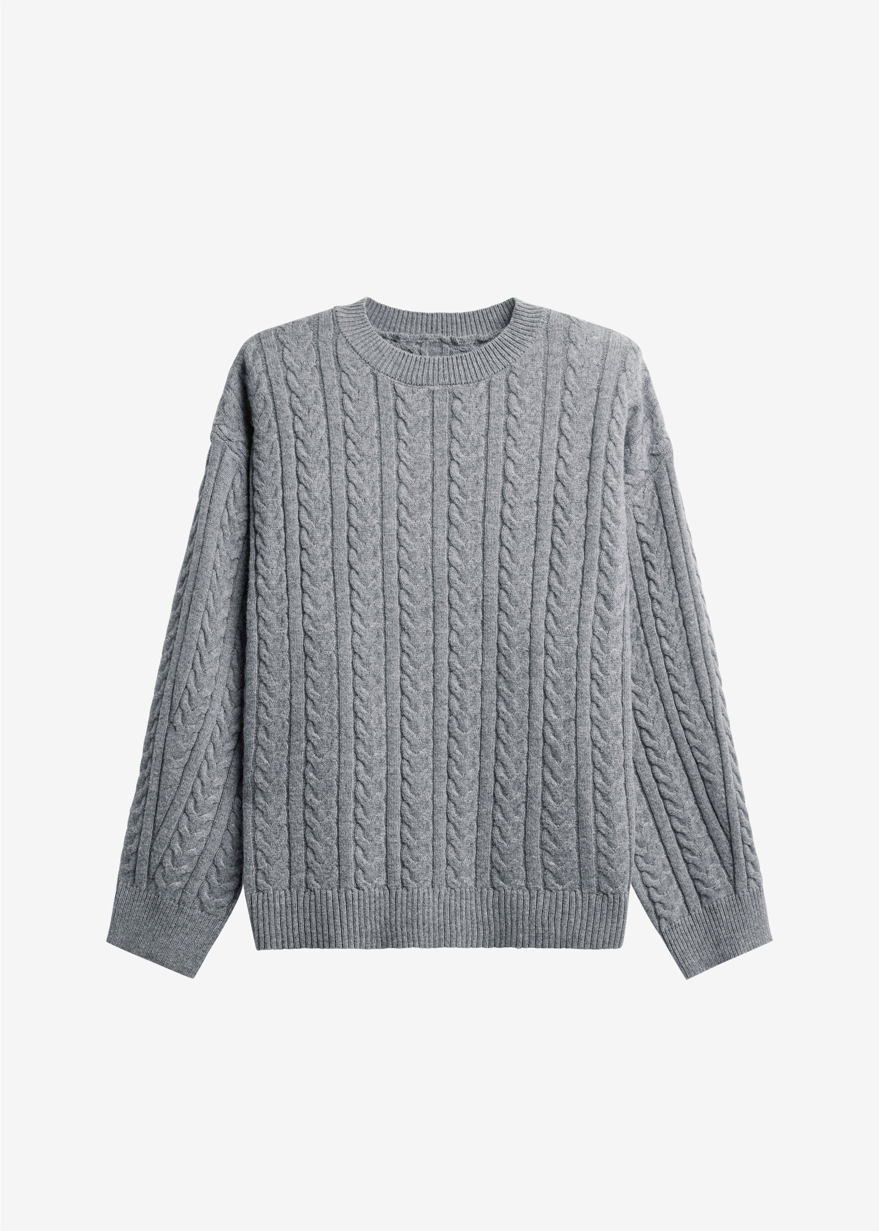 Karmoy Cable Knit Padded Sweater - Grey – The Frankie Shop