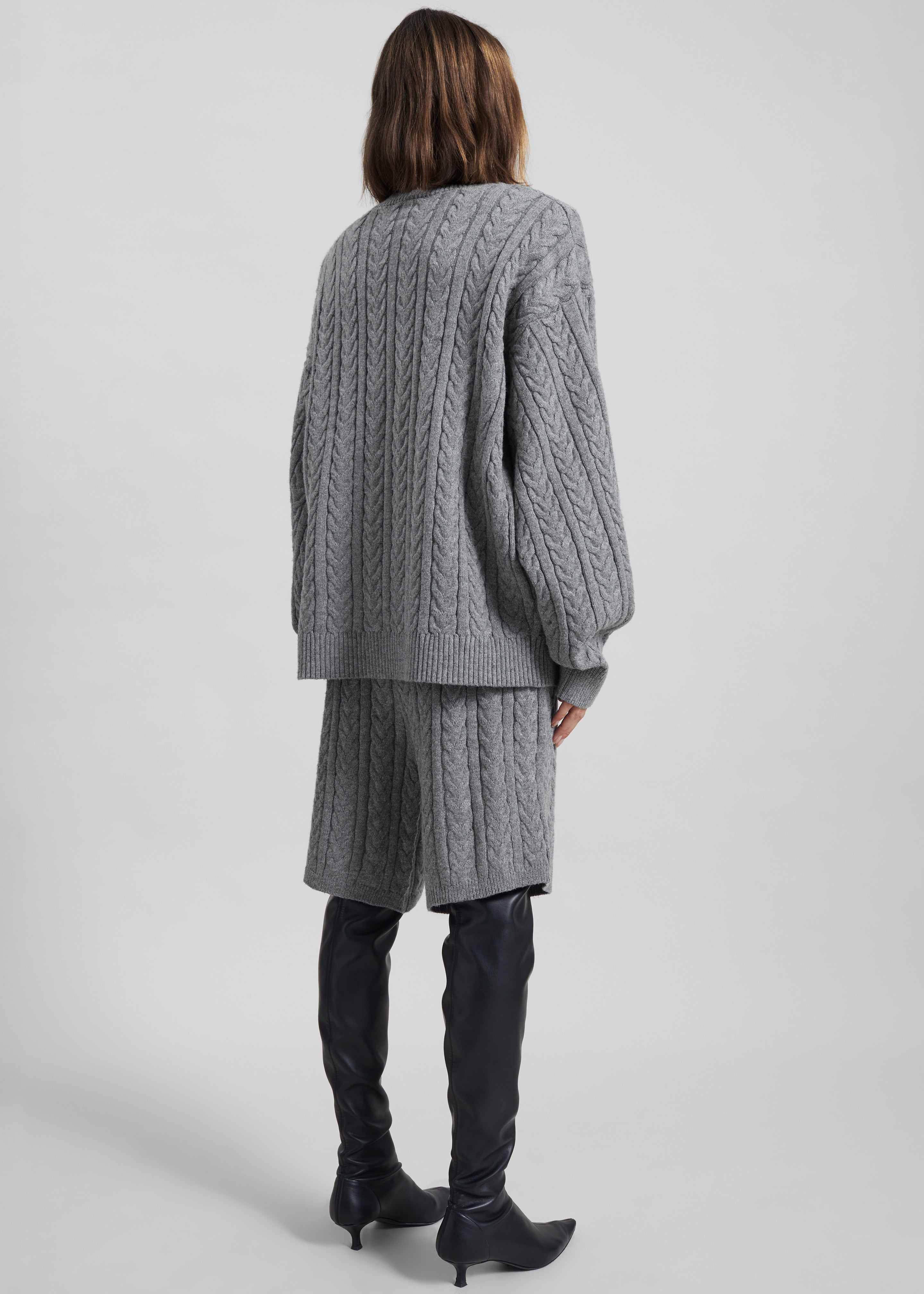 Karmoy Cable Knit Padded Sweater - Grey – The Frankie Shop