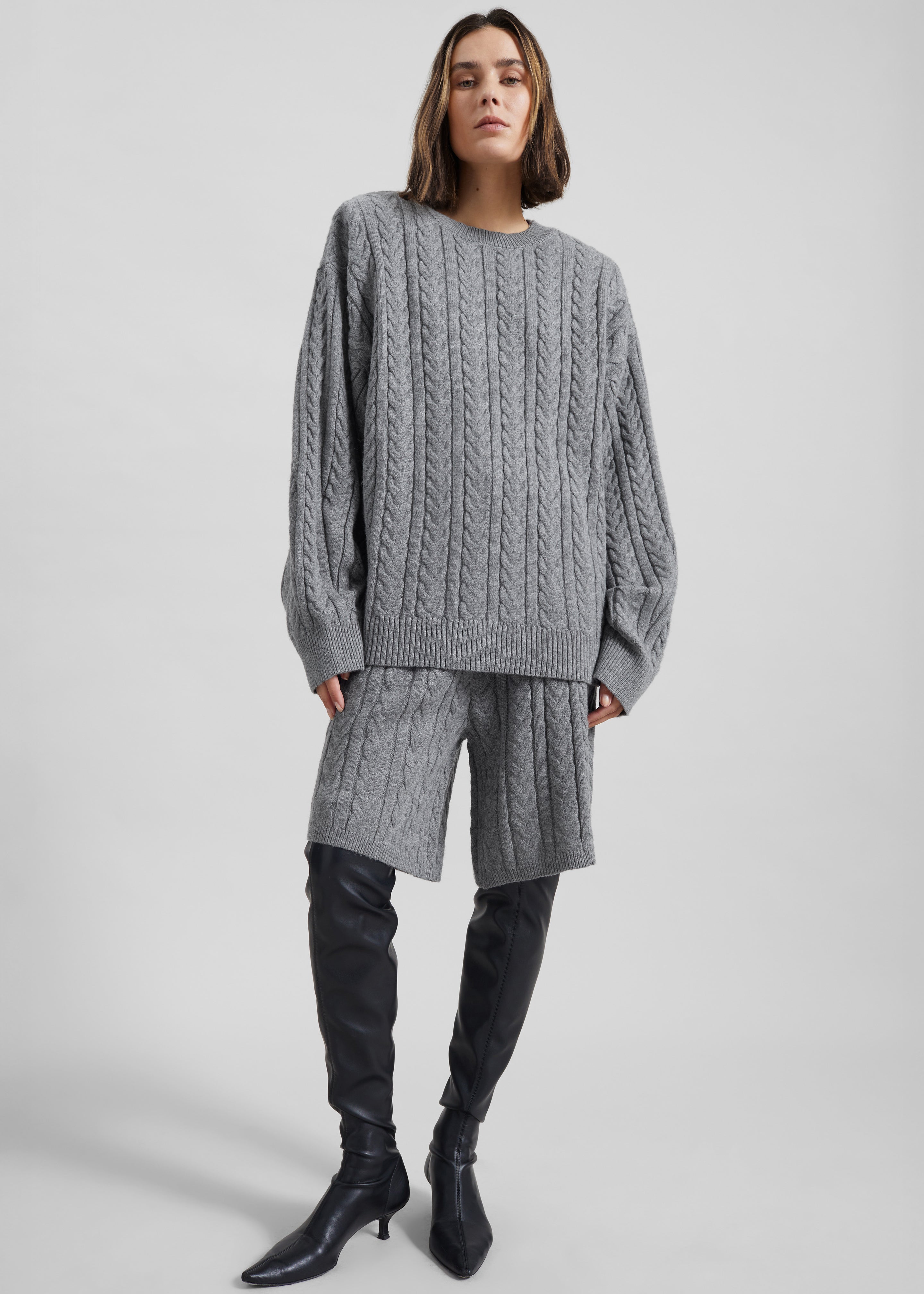 Karmoy Cable Knit Shorts - Grey – The Frankie Shop