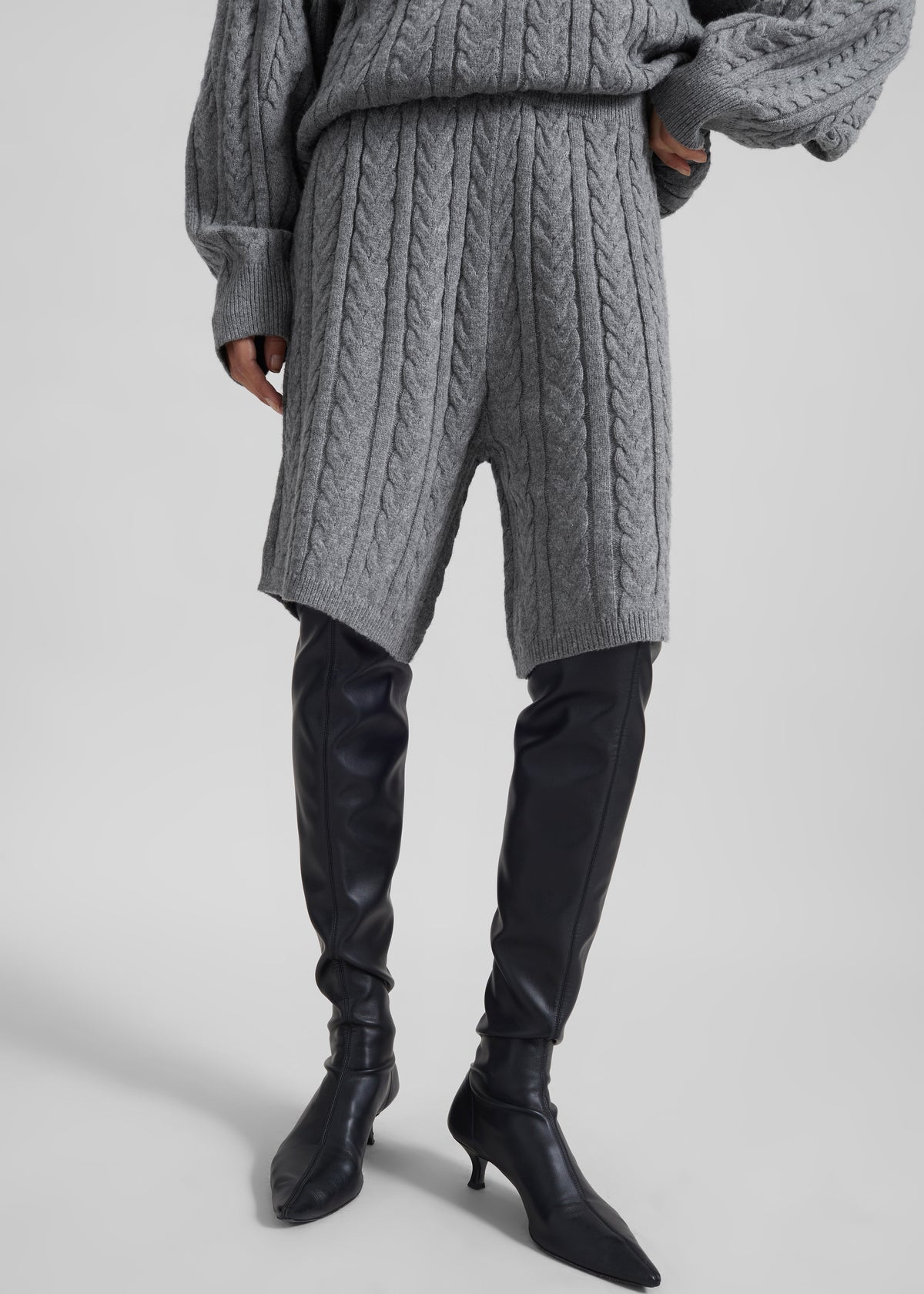 Karmoy Cable Knit Shorts - Grey - 2