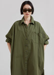 Kason Oversized Shirt Dress - Dark Olive