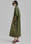 Kason Oversized Shirt Dress - Dark Olive