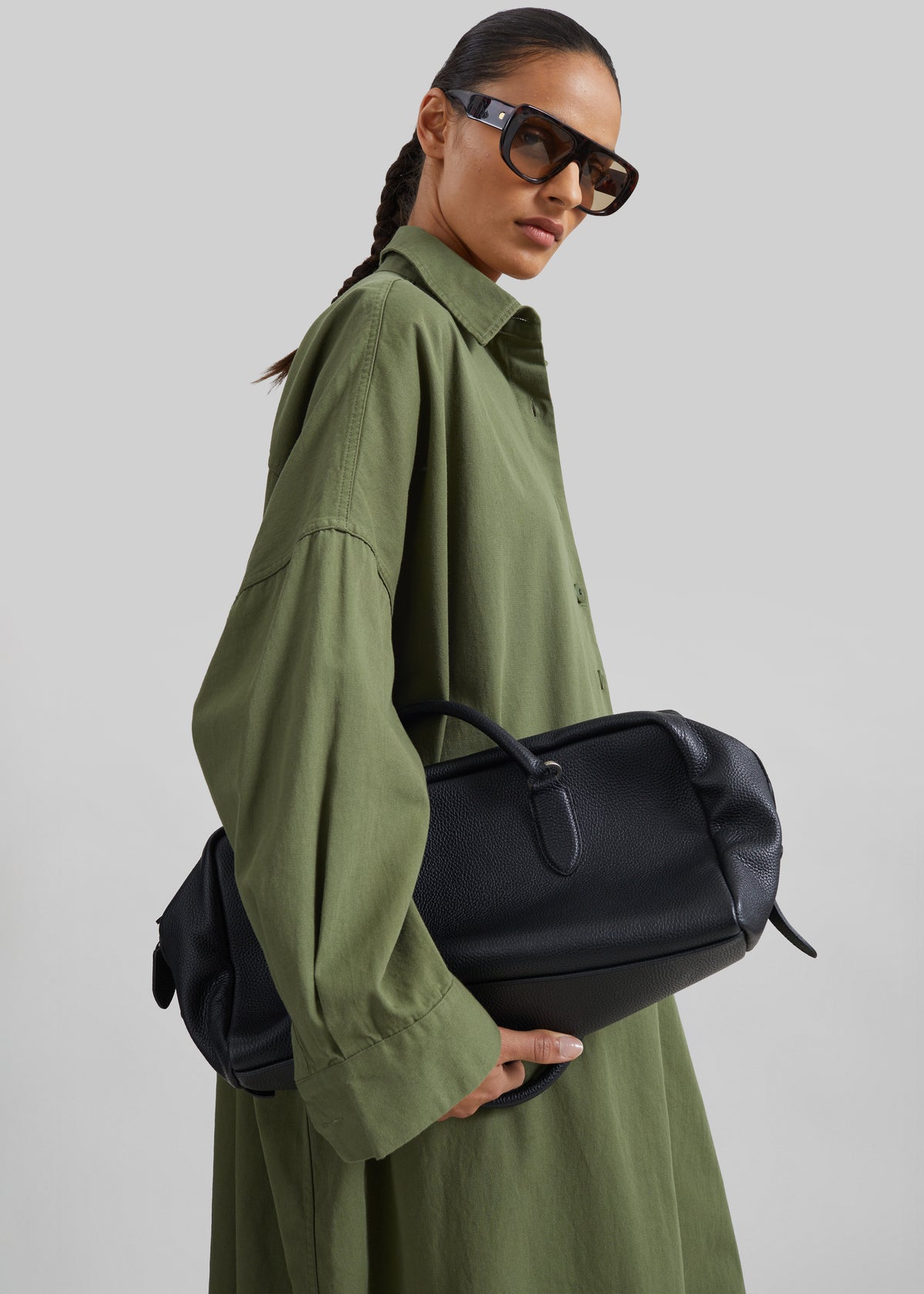 Kason Oversized Shirt Dress - Dark Olive - 5