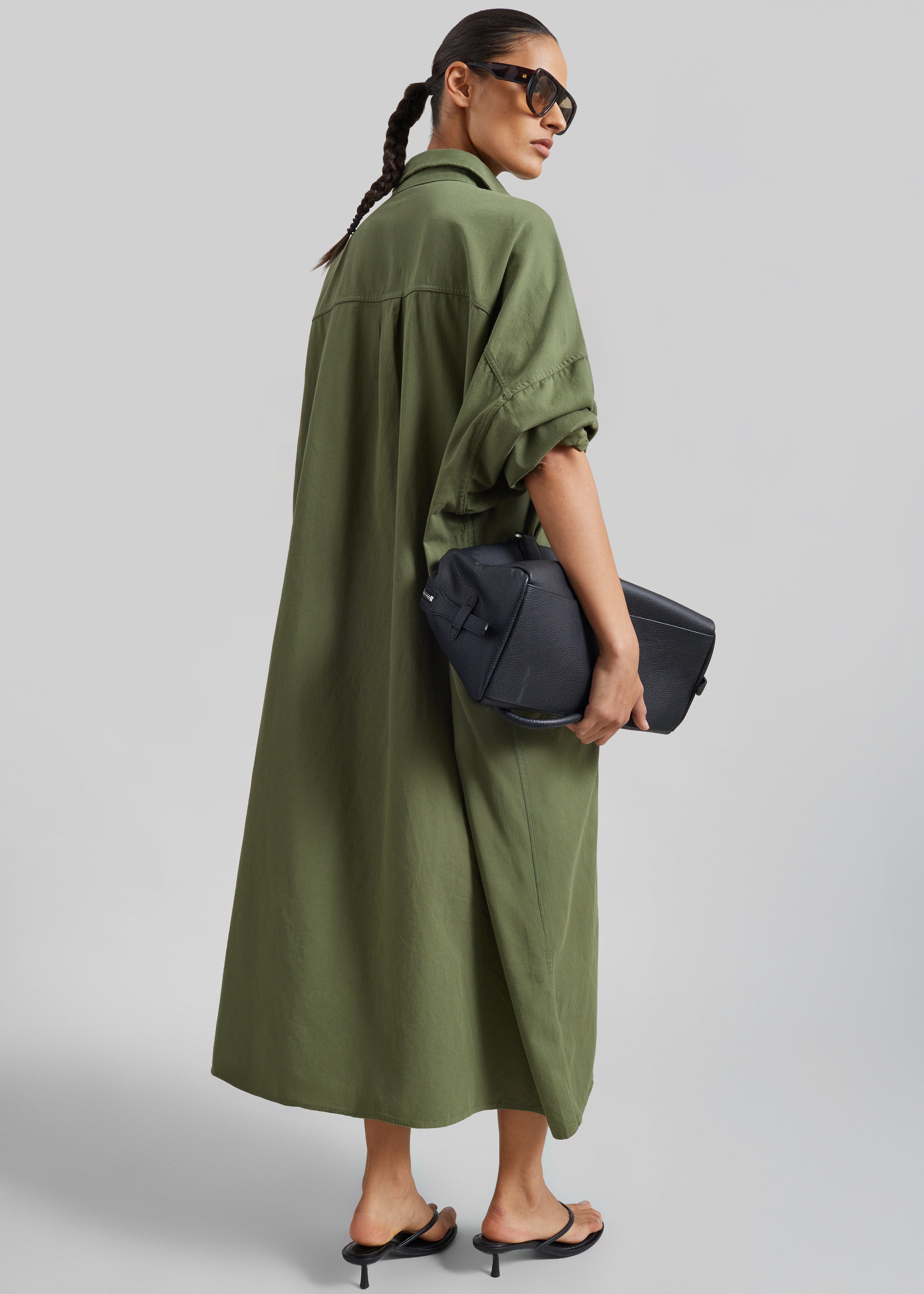 Kason Oversized Shirt Dress - Dark Olive - 6
