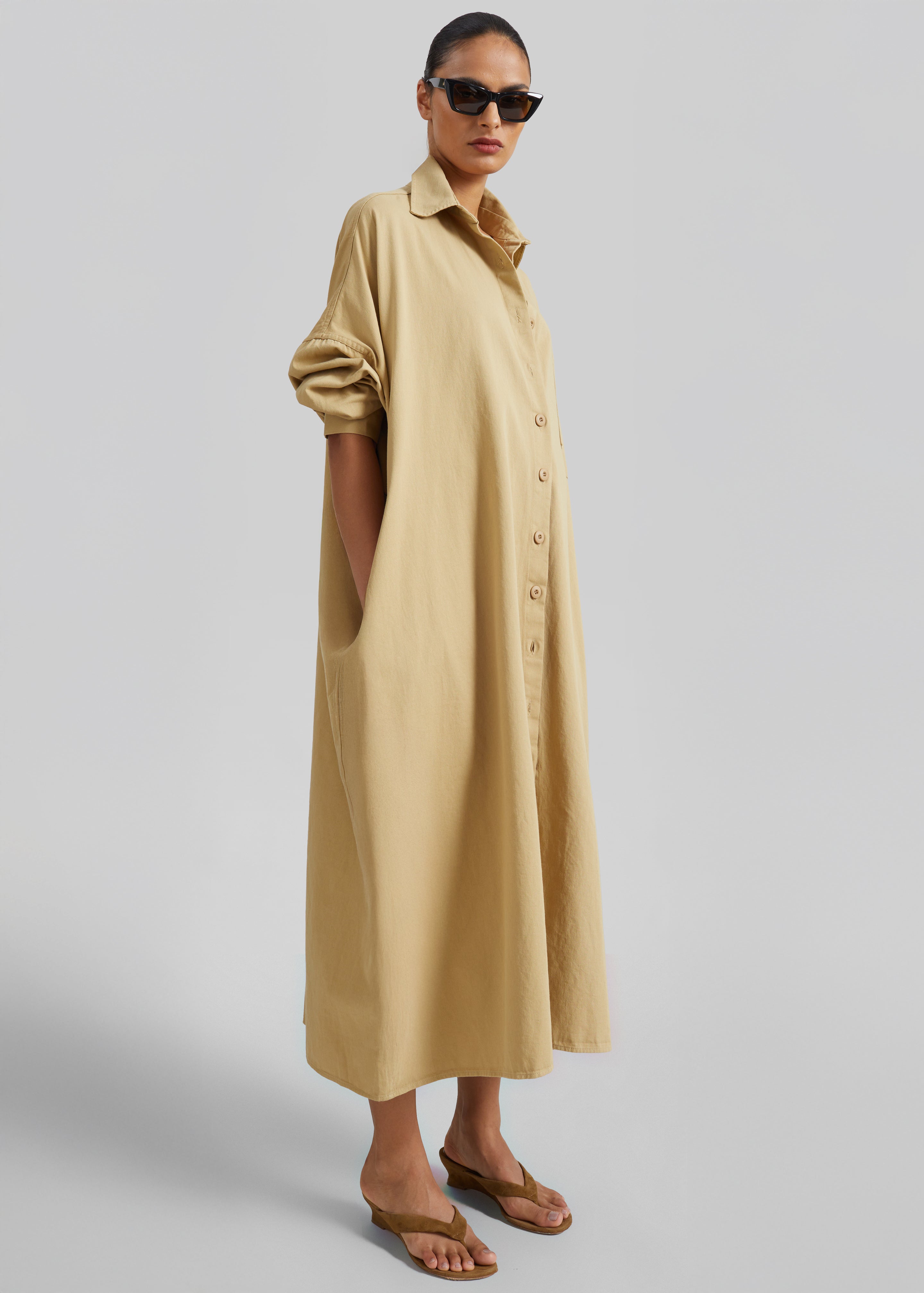 Kason Oversized Shirt Dress - Sahara - 4