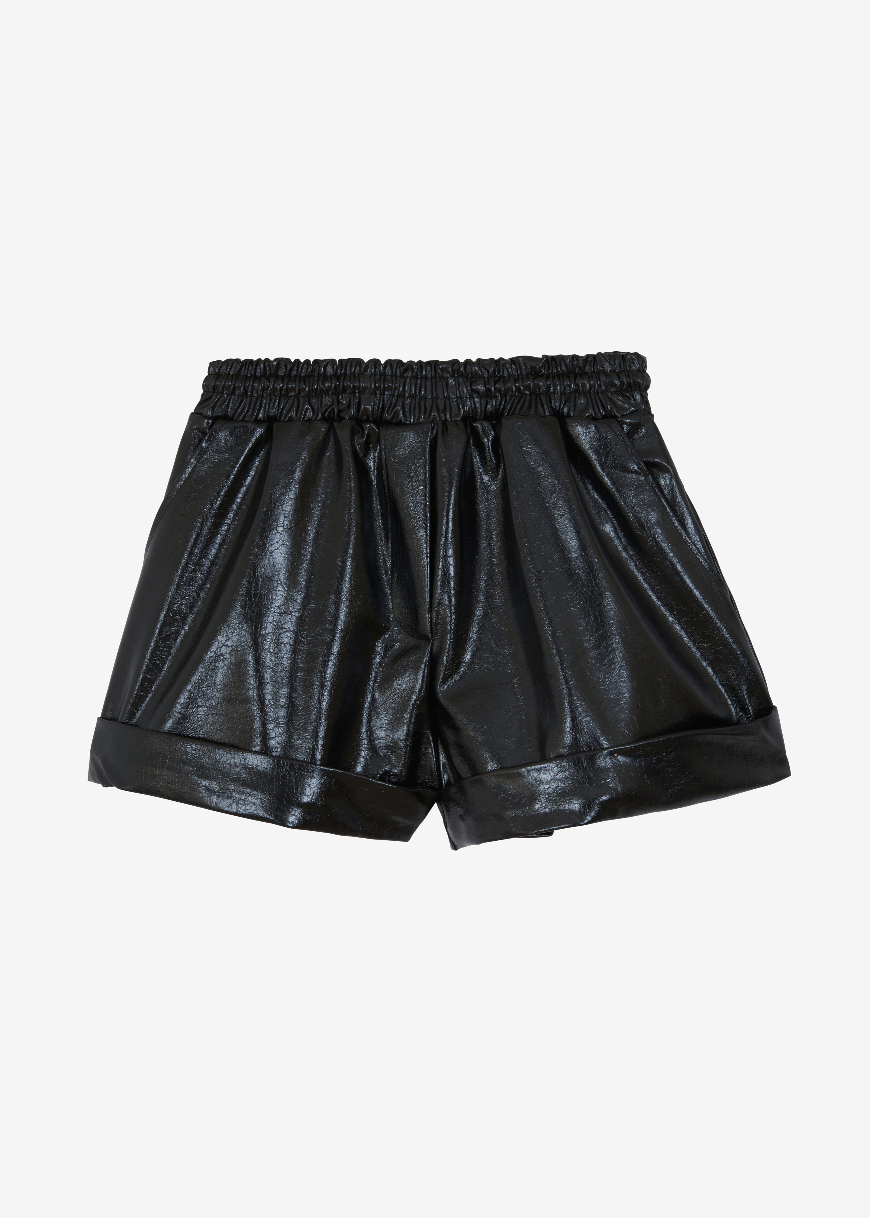 Kassy Faux Leather Shorts - Black - 7