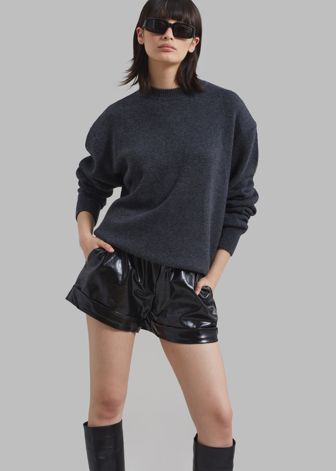 Kassy Faux Leather Shorts - Black