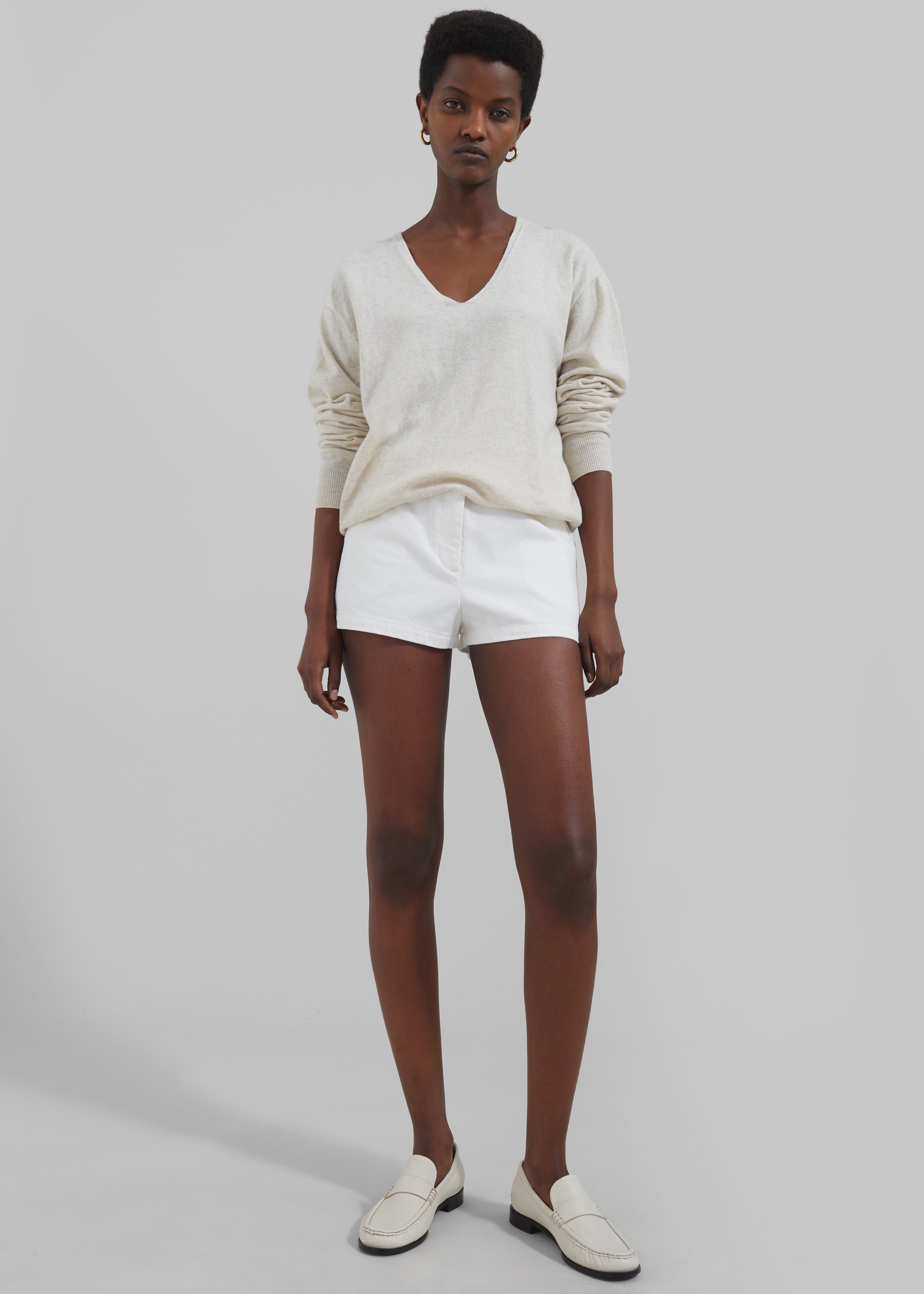 Kate Denim Mini Shorts - White - 6