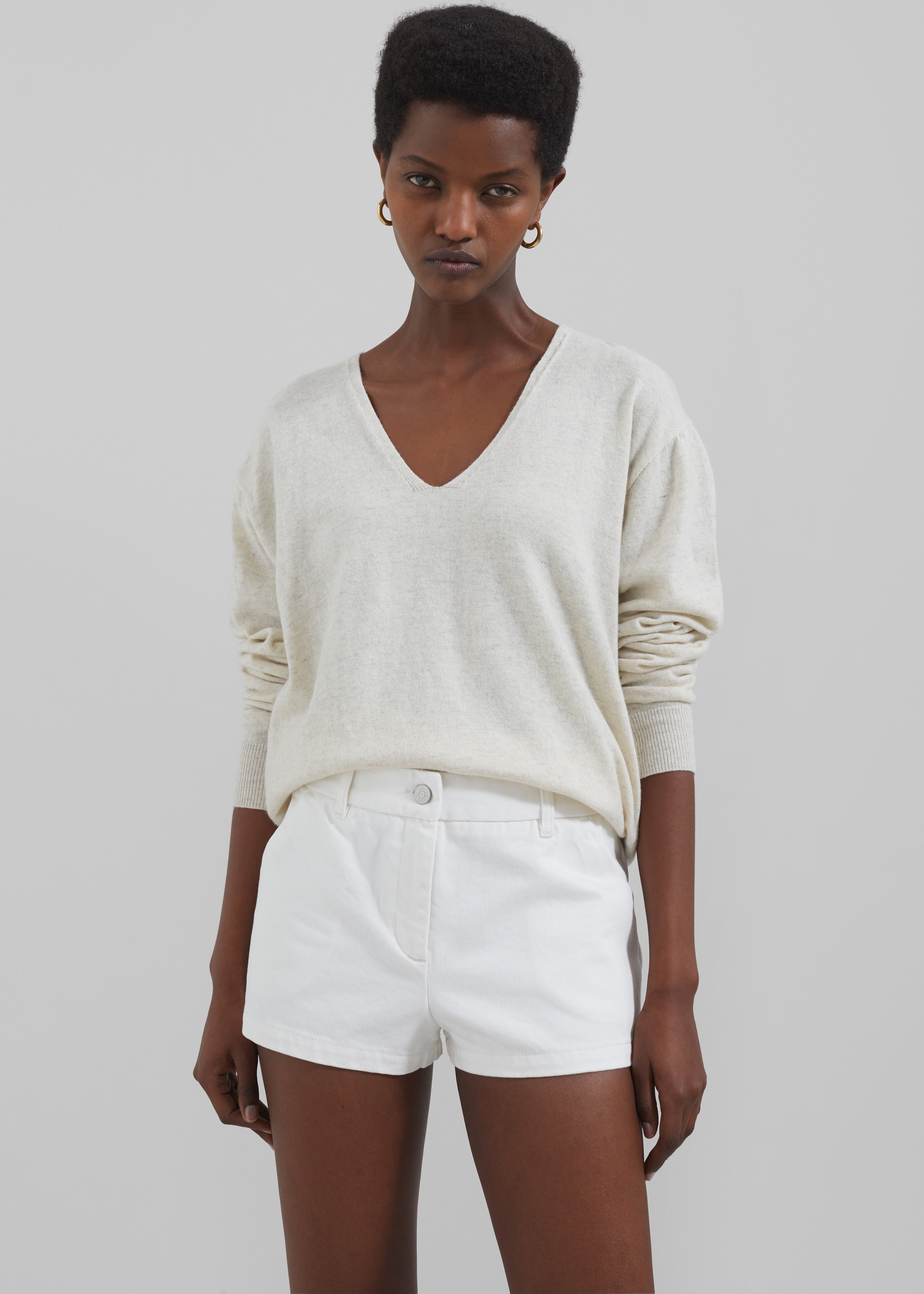 Kate Denim Mini Shorts - White - 3