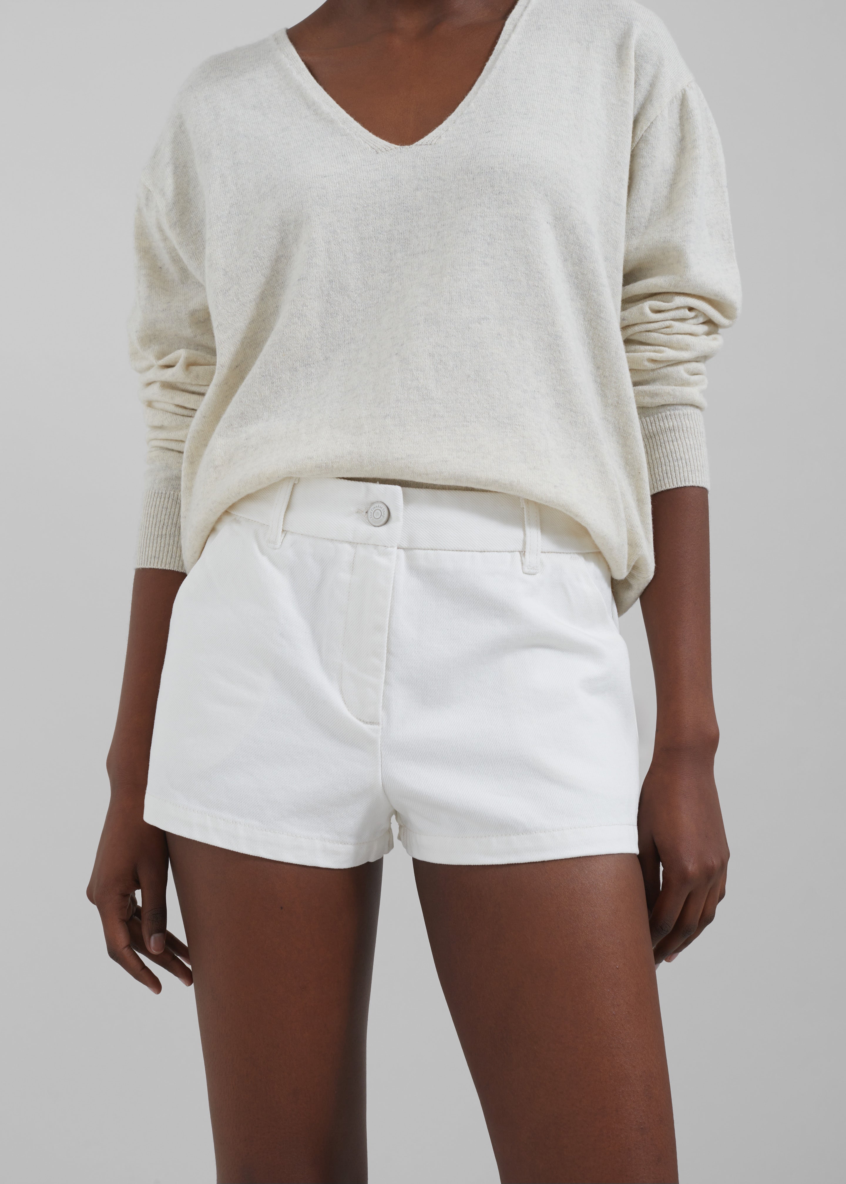 Kate Denim Mini Shorts - White - 5