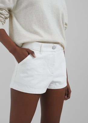 Kate Denim Mini Shorts - White