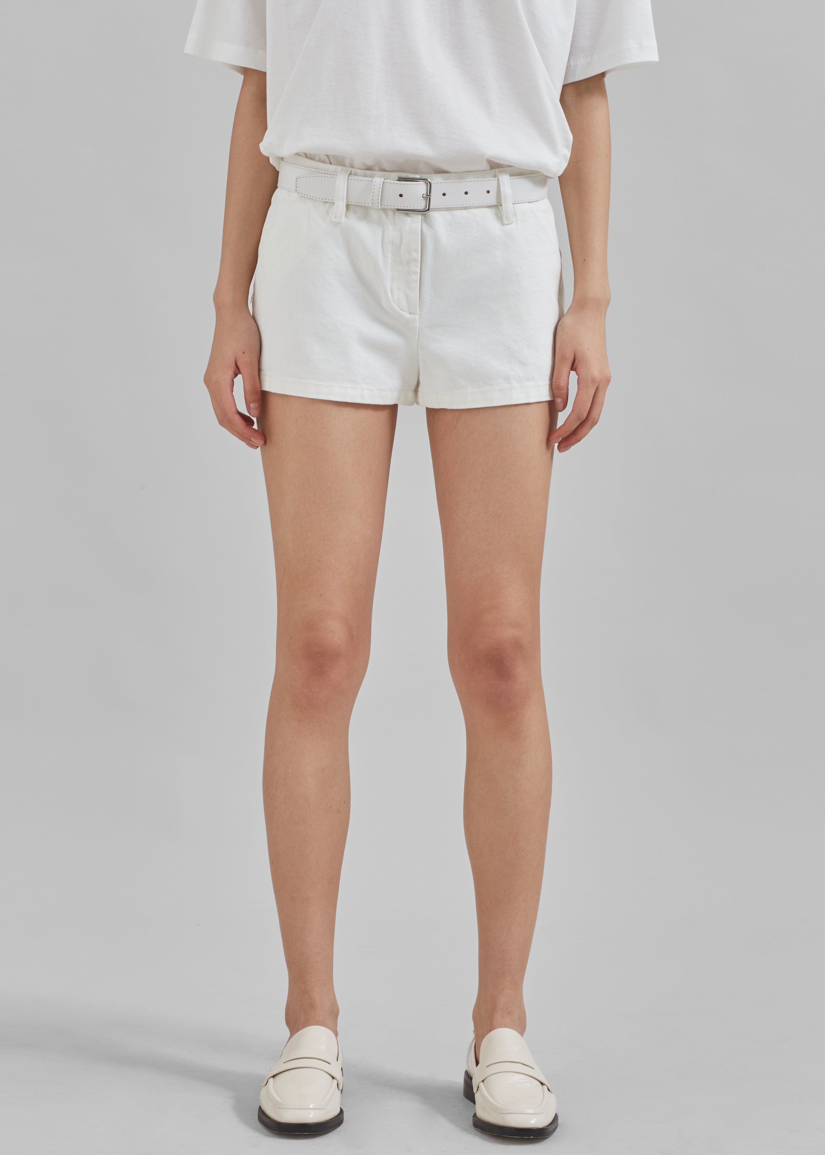 Kate Denim Mini Shorts - White - 8