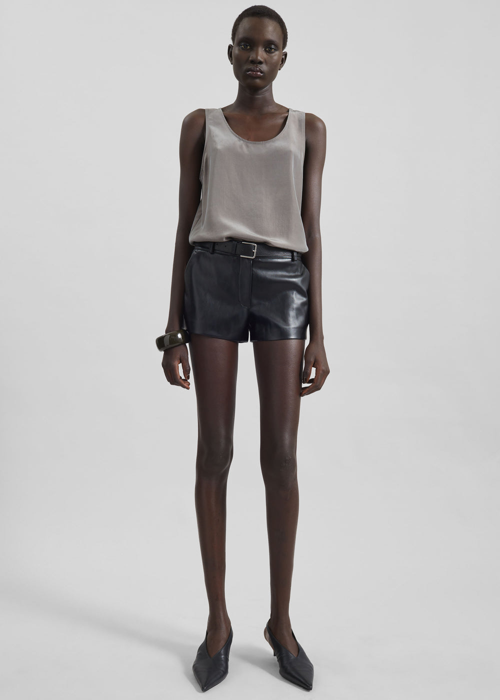 Kate Faux Leather Shorts - Black - 1