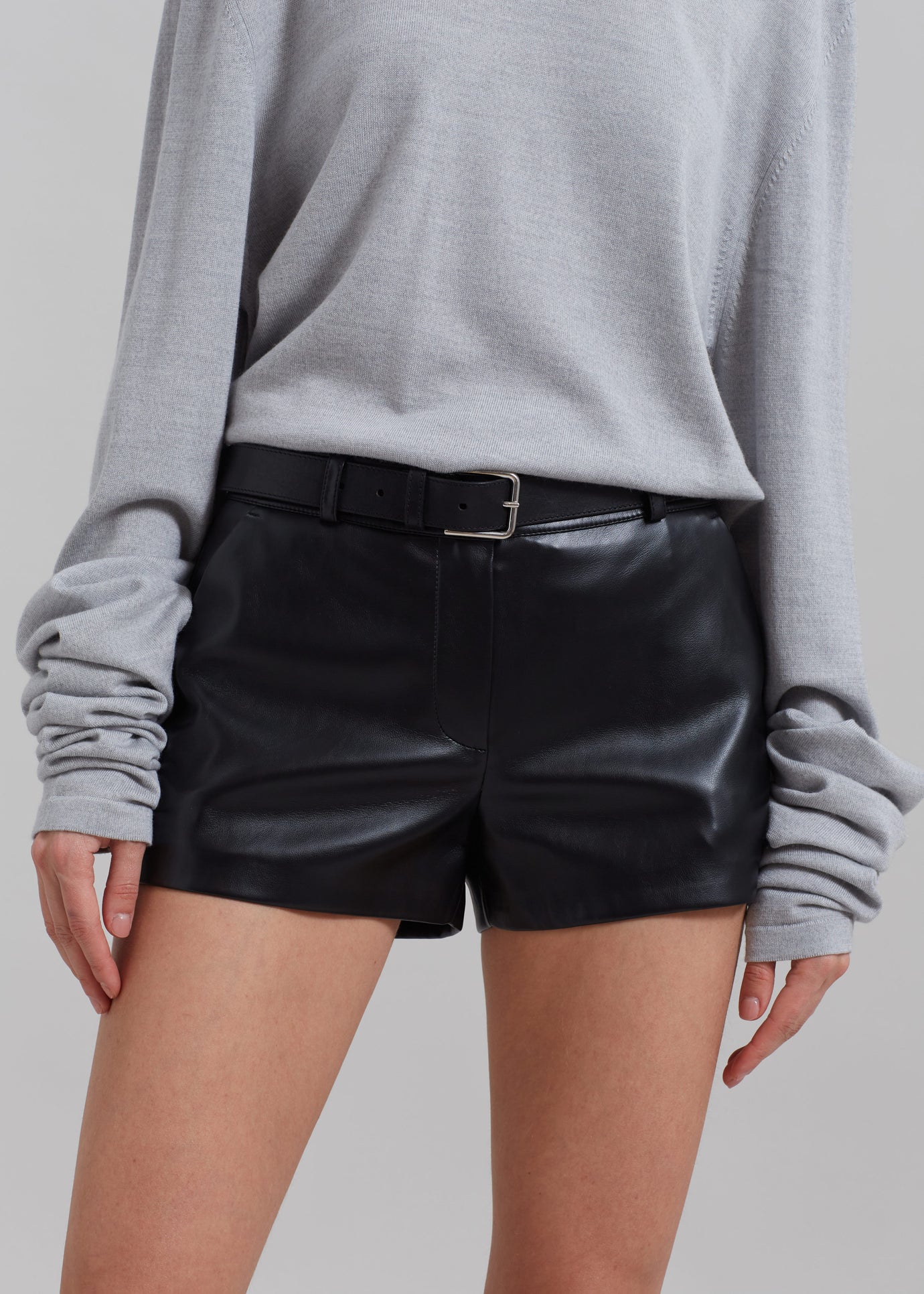 Kate Faux Leather Shorts - Black - 1