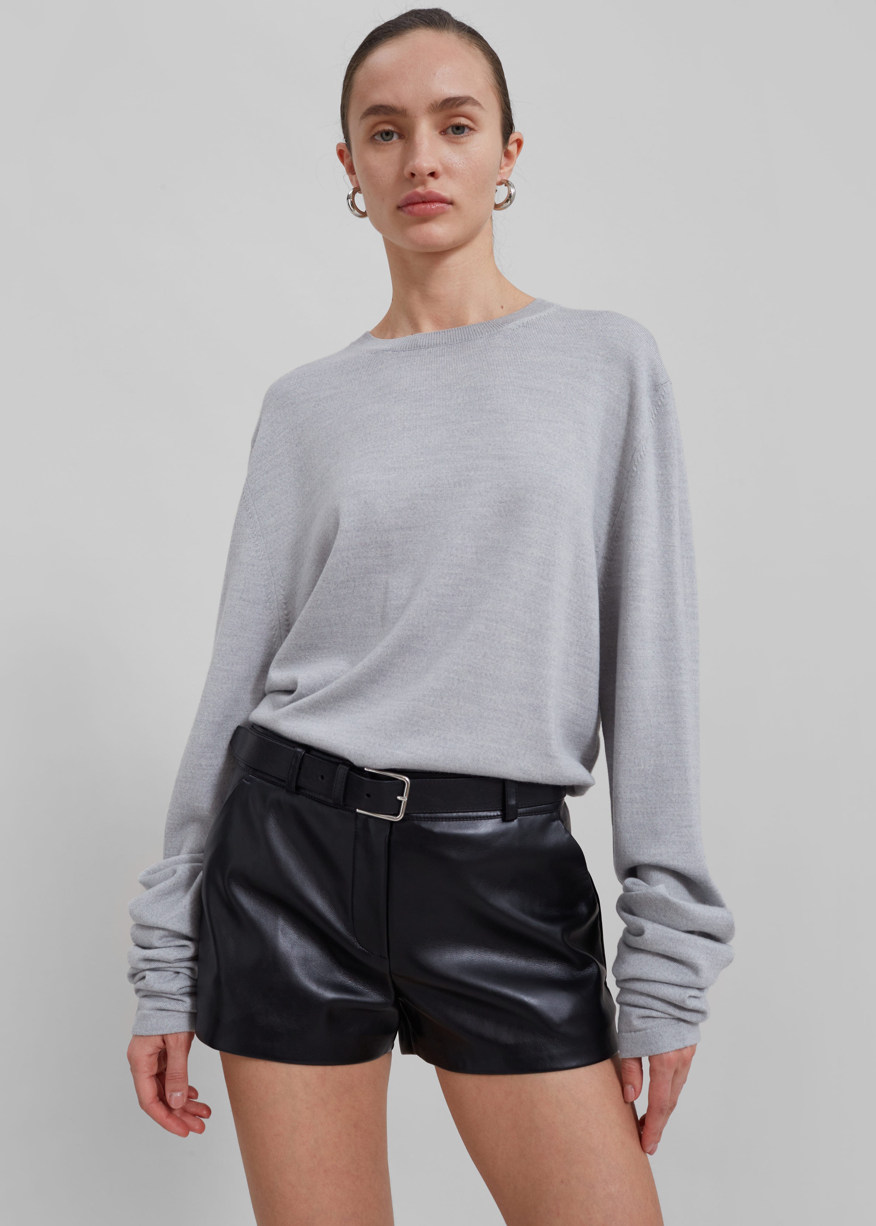 Kate Faux Leather Shorts - Black - 4