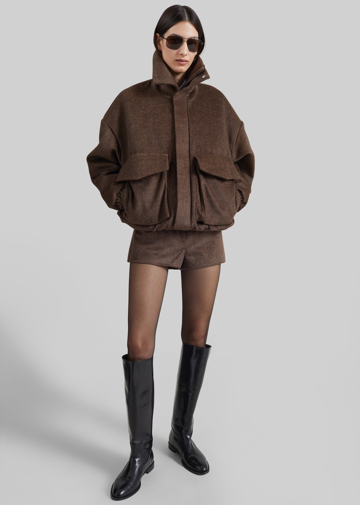 Shop the look image for Kate Mini Shorts - Brown Melange