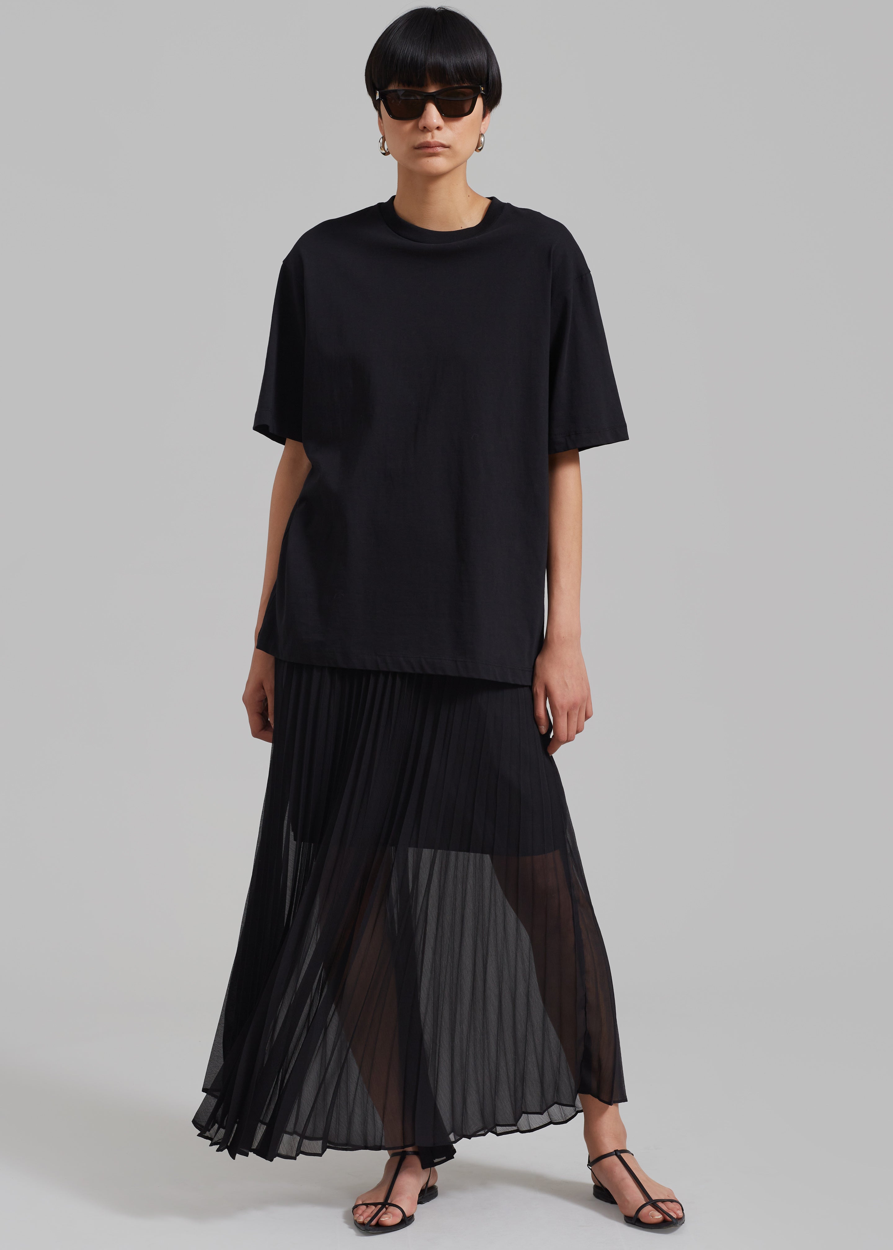 Kaya Pleated Maxi Skirt - Black - 3