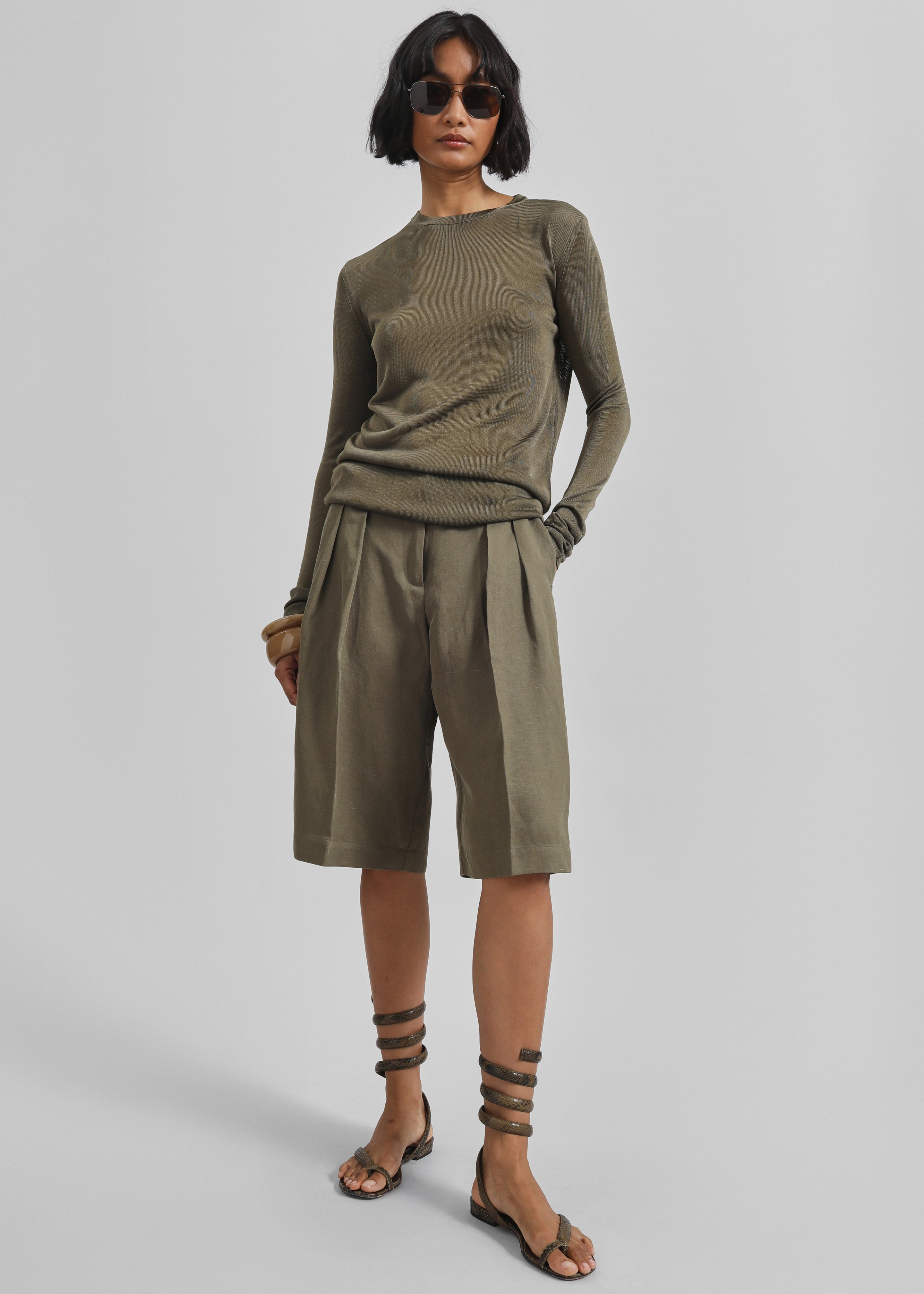 Kazel Thin Knit Top - Khaki – The Frankie Shop
