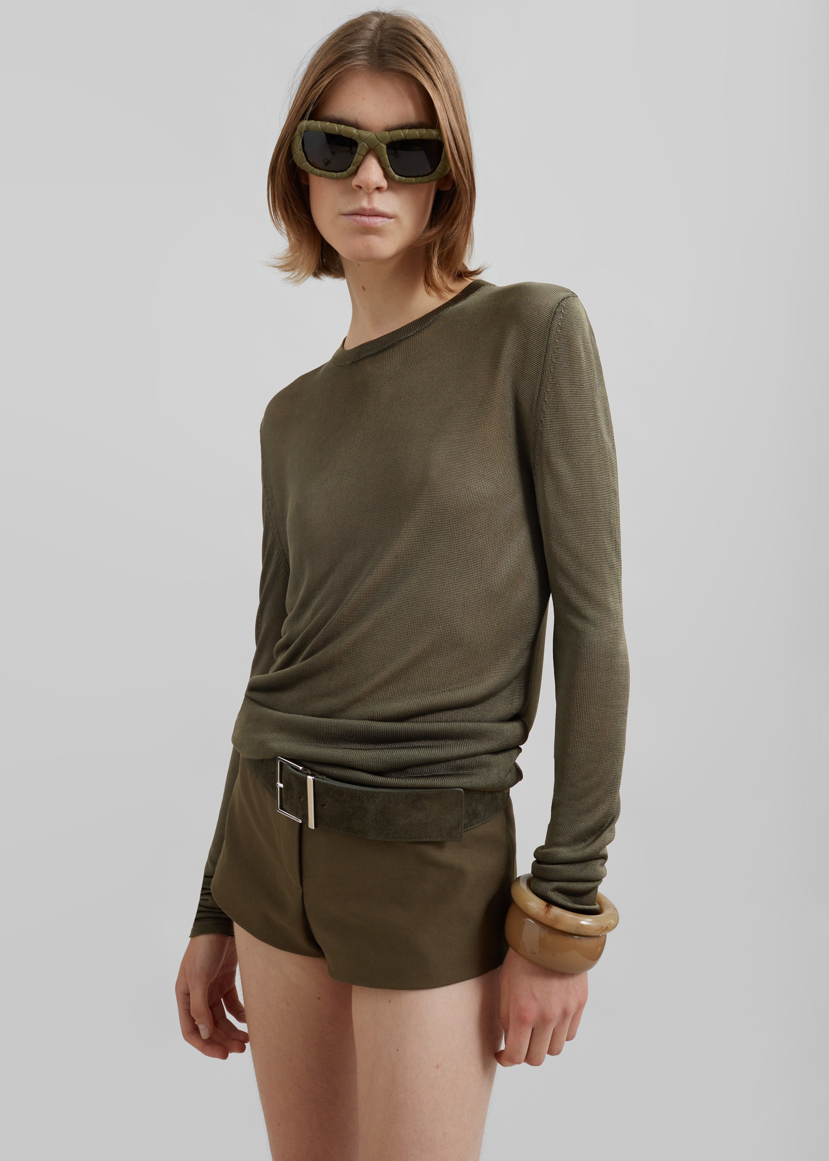 Kazel Thin Knit Top - Khaki – The Frankie Shop