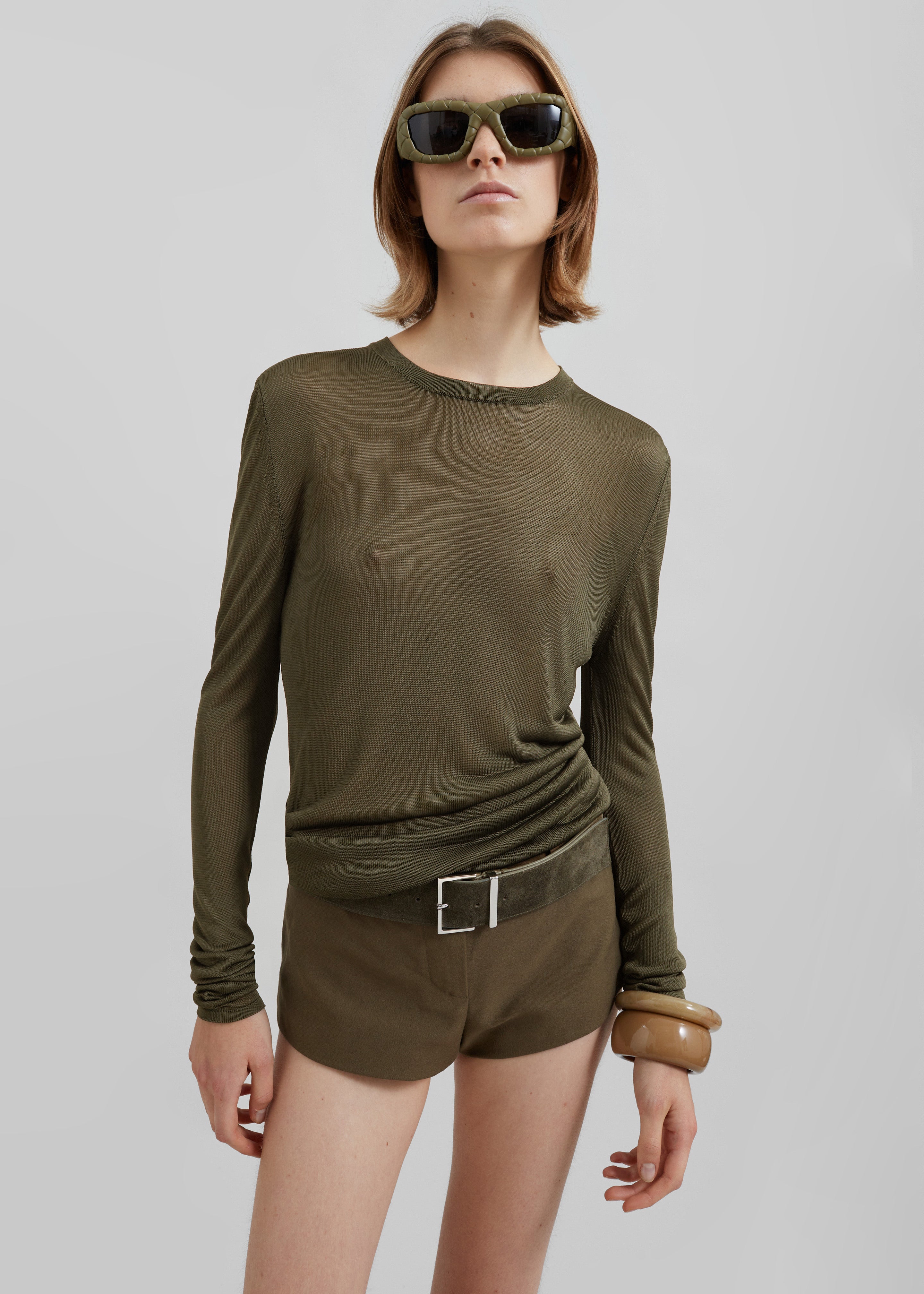 Kazel Thin Knit Top - Khaki – The Frankie Shop