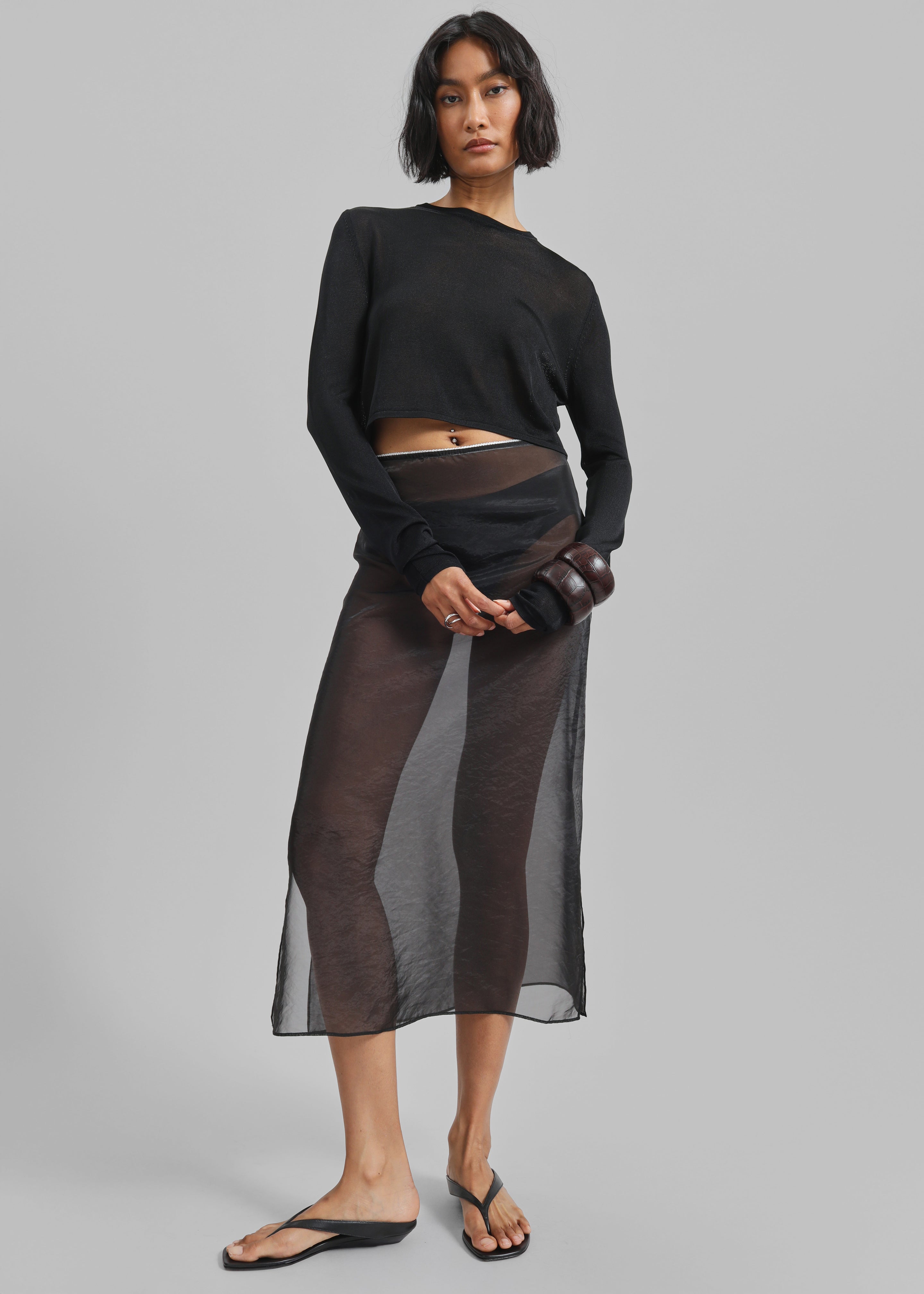 Kazel Cropped Thin Knit Top - Black – The Frankie Shop