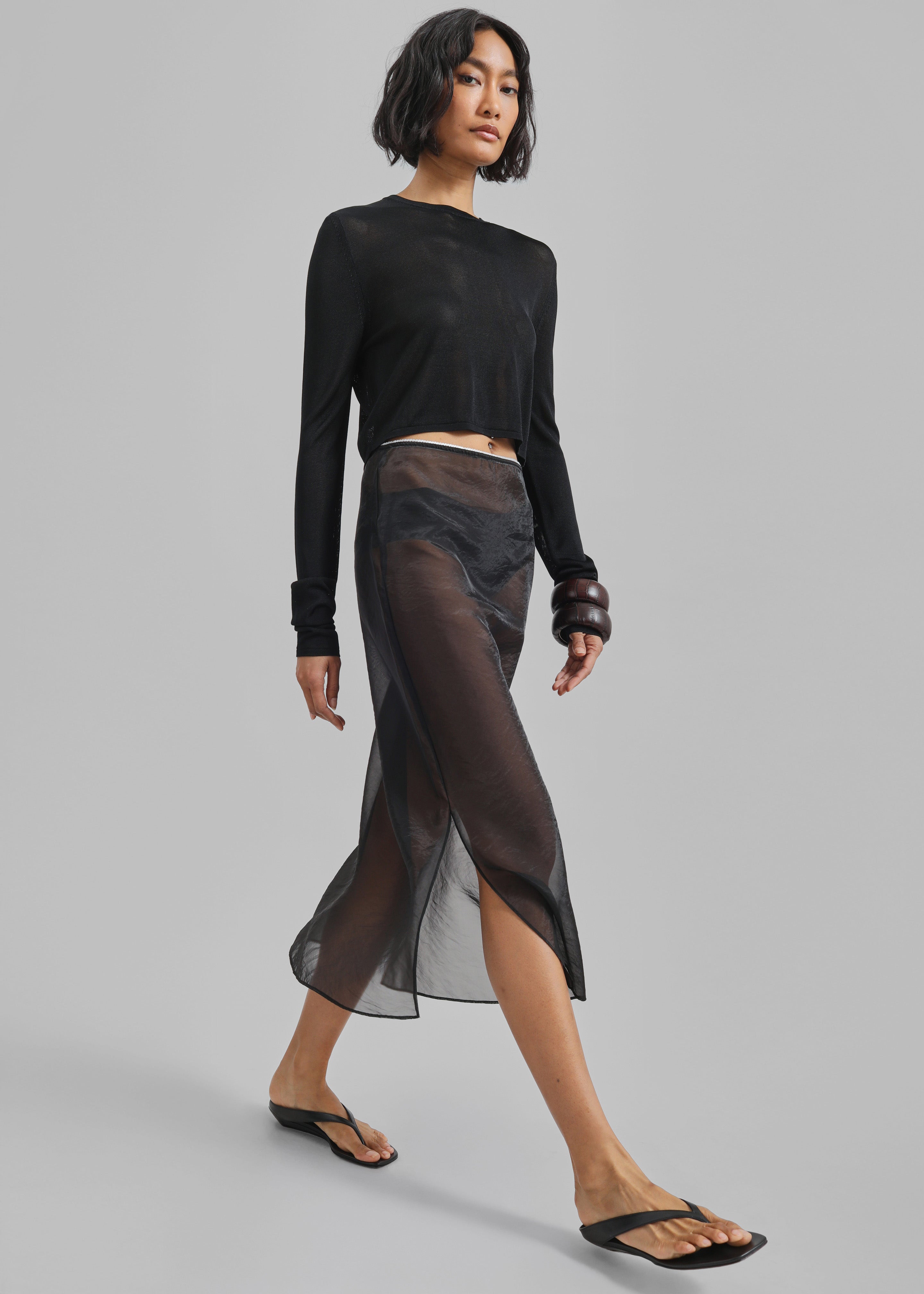Kazel Cropped Thin Knit Top - Black – The Frankie Shop