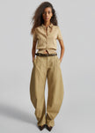 Keasden Barrel Leg Trousers - Camel