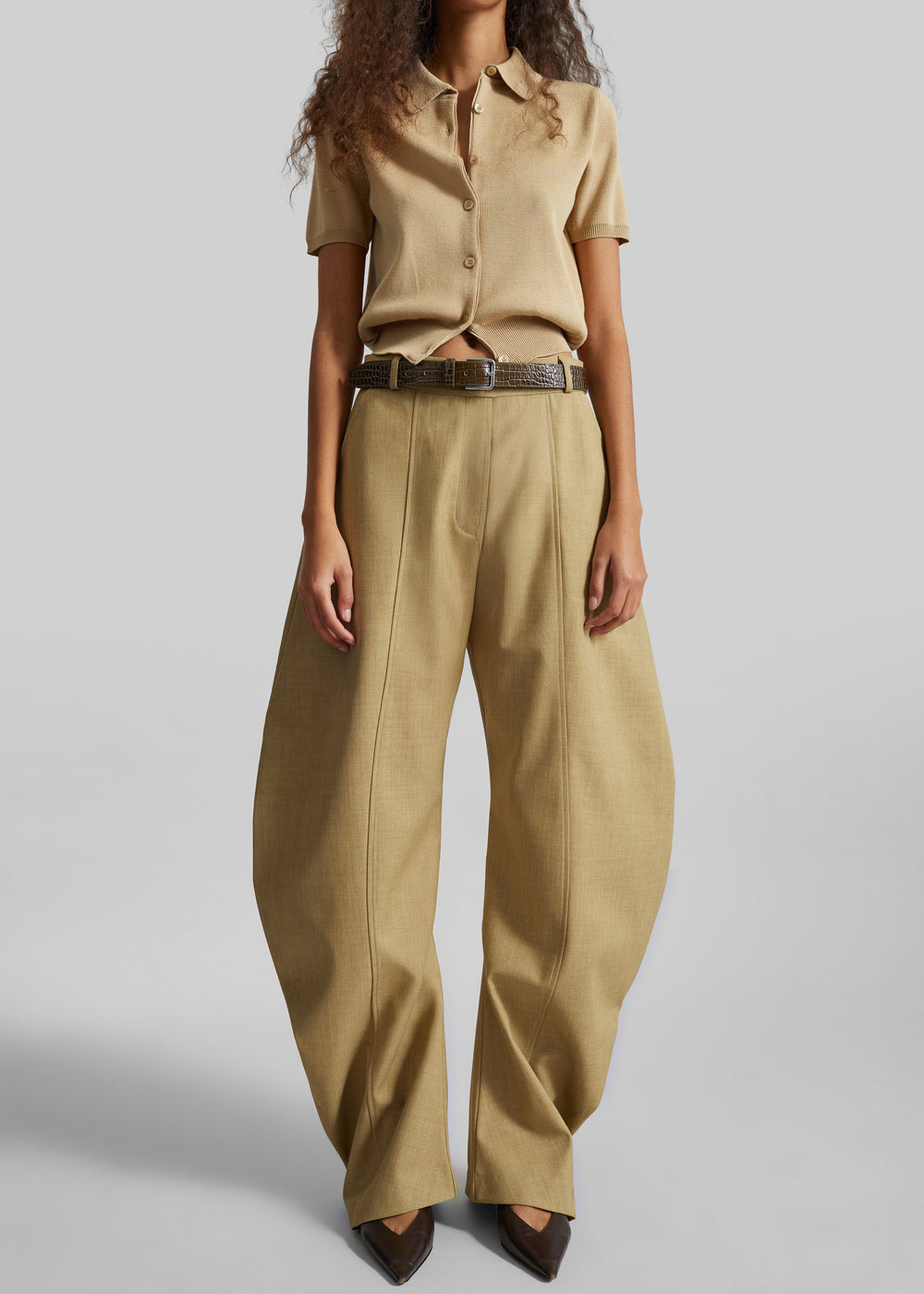 Keasden Barrel Leg Trousers - Camel - 1